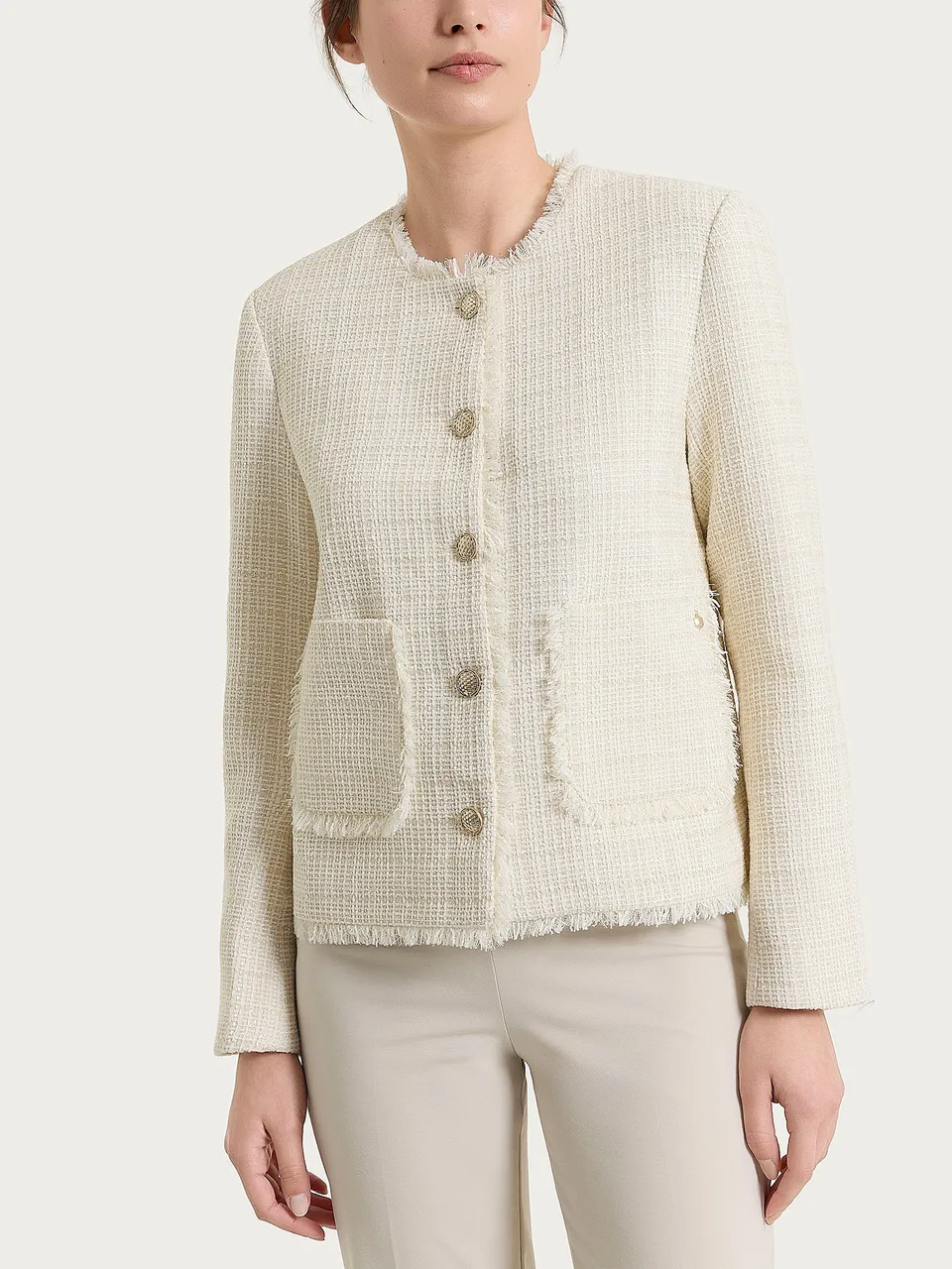 Ragno Compact giacca corta bouclé Avorio