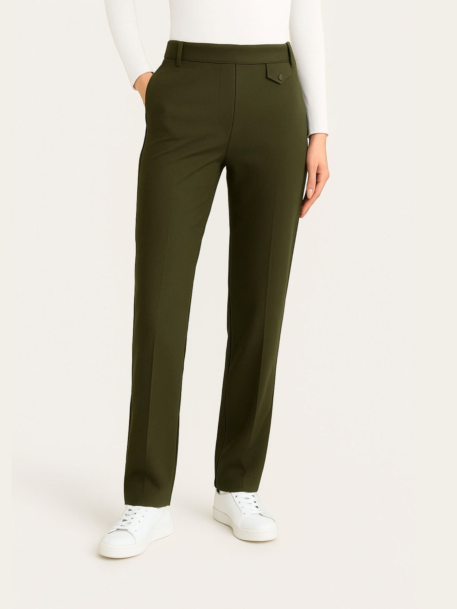 Ragno Compact The Straight Leg pantalone dark olive elasticizzato