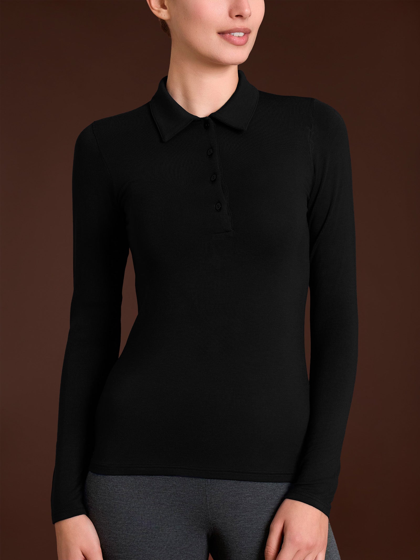 Ragno Eco Viscosa Polo manica lunga nero viscosa