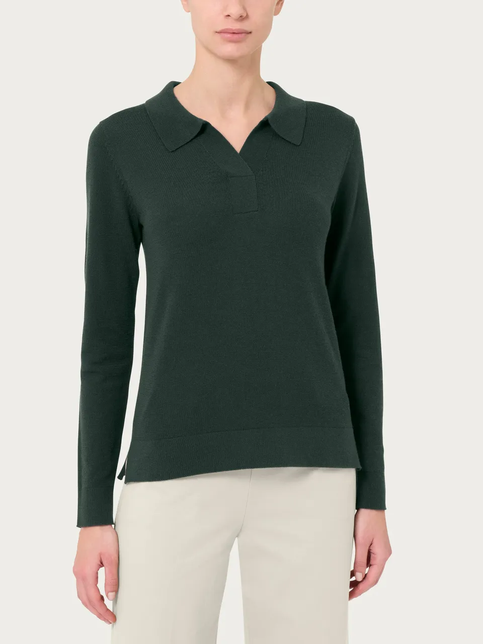 Ragno Merino Soft Polo manica lunga Kombu Green