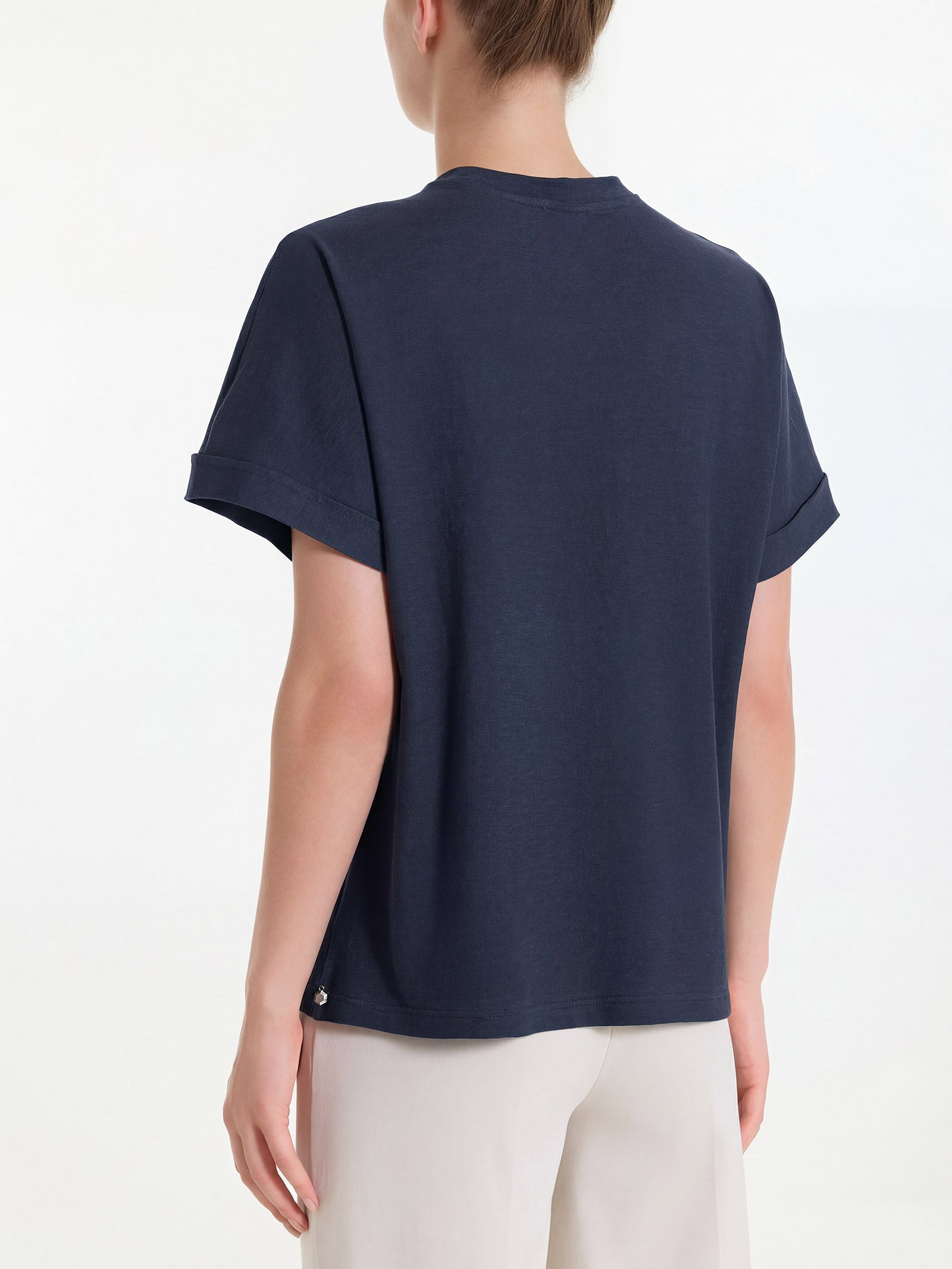Ragno Slub Jersey Maglietta Manica Corta Over Bleu cotone