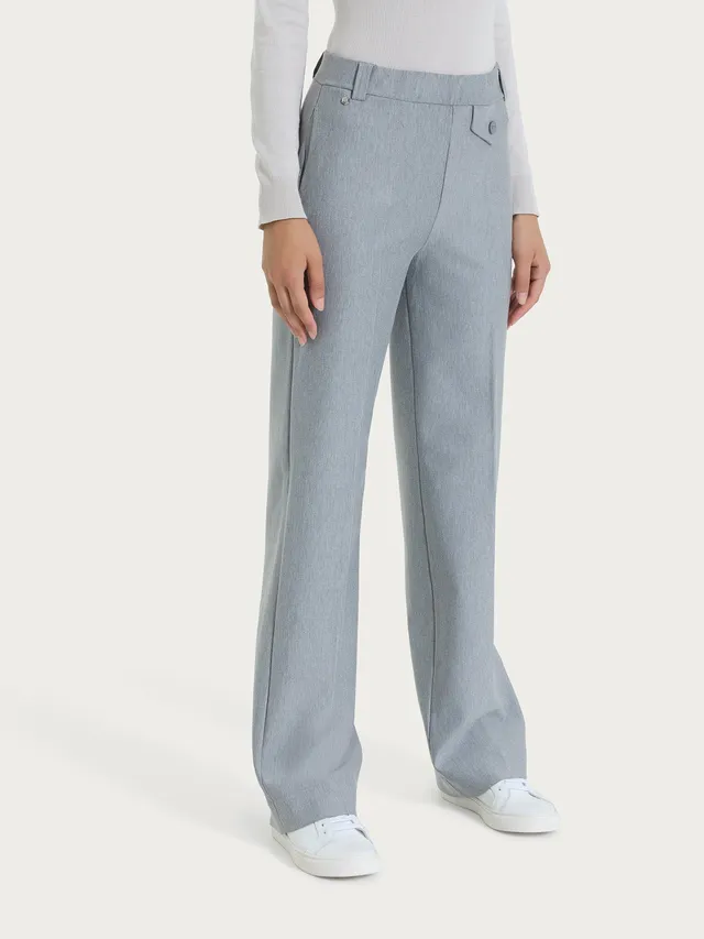 Ragno The Wide Leg Pantalone Ampio Compact Grigio Mel.