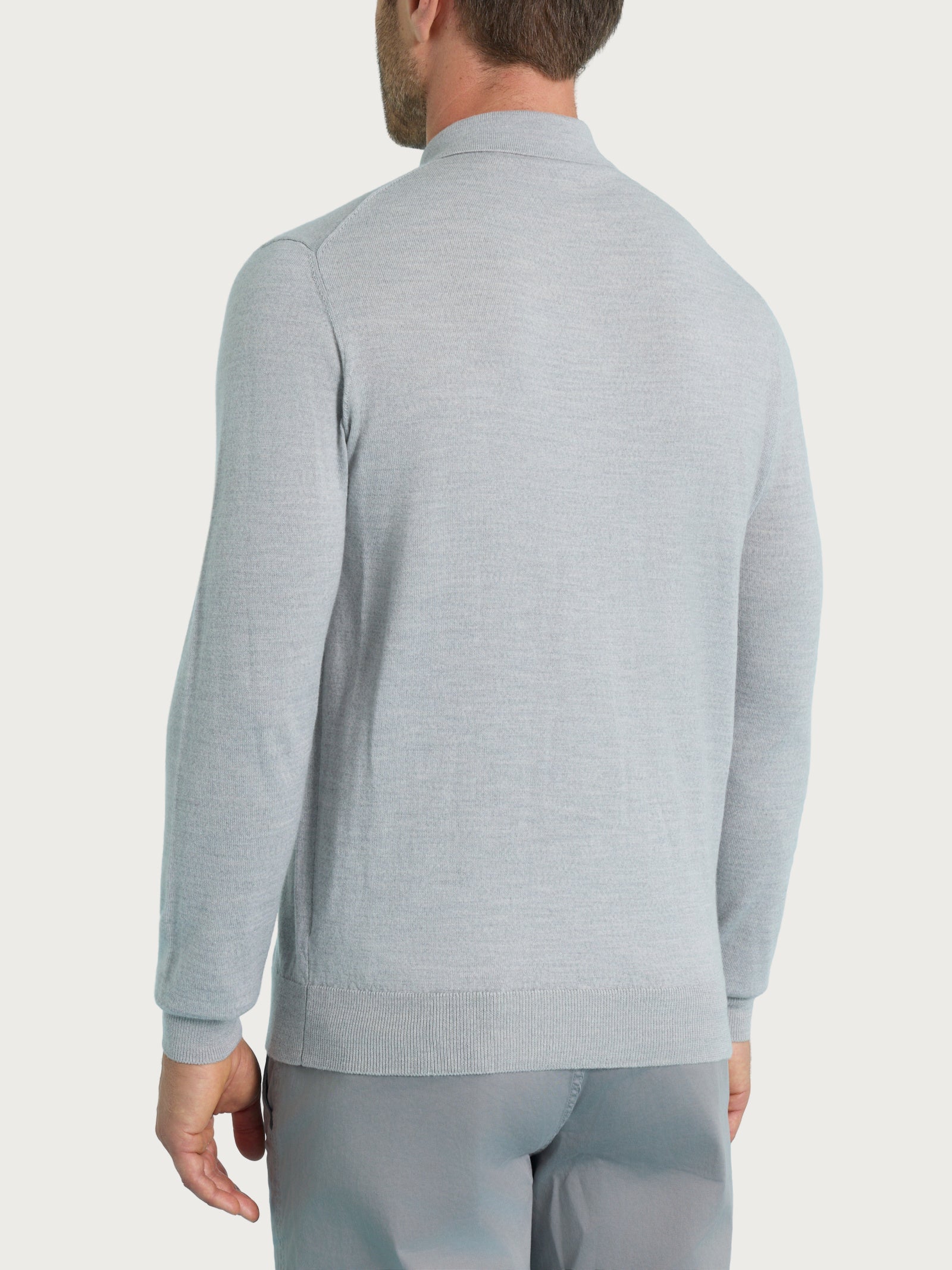 Ragno Merino Soft polo manica lunga Grey Mel. lana merino