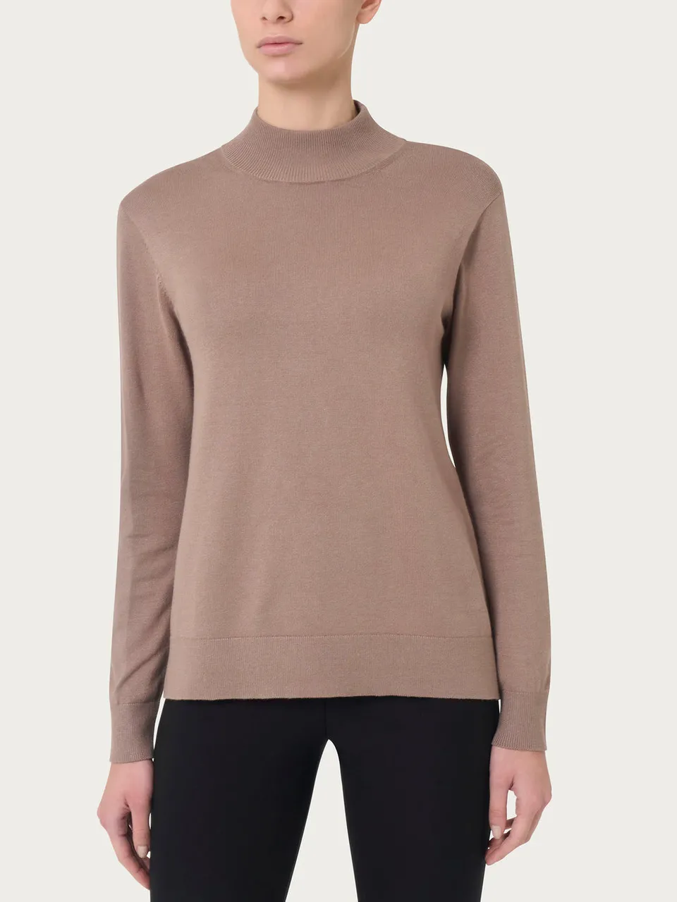 Ragno Four Seasons Mock Neck maglia marrone viscosa
