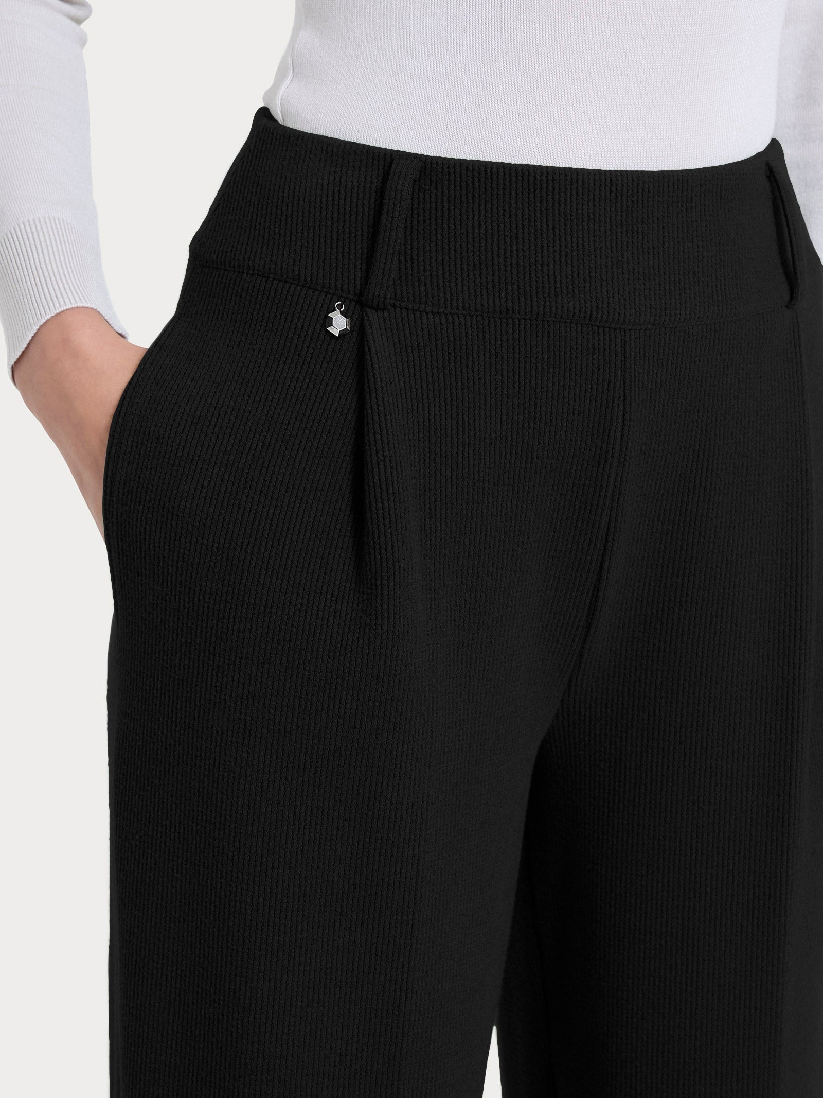 Ragno Relaxed Pantalone Carota Velvet Nero con pinces invernale