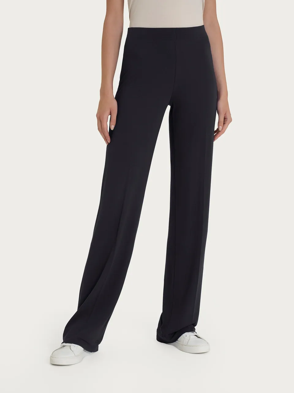 Ragno Viscosa Summer Pantalone Ampio Nero jersey