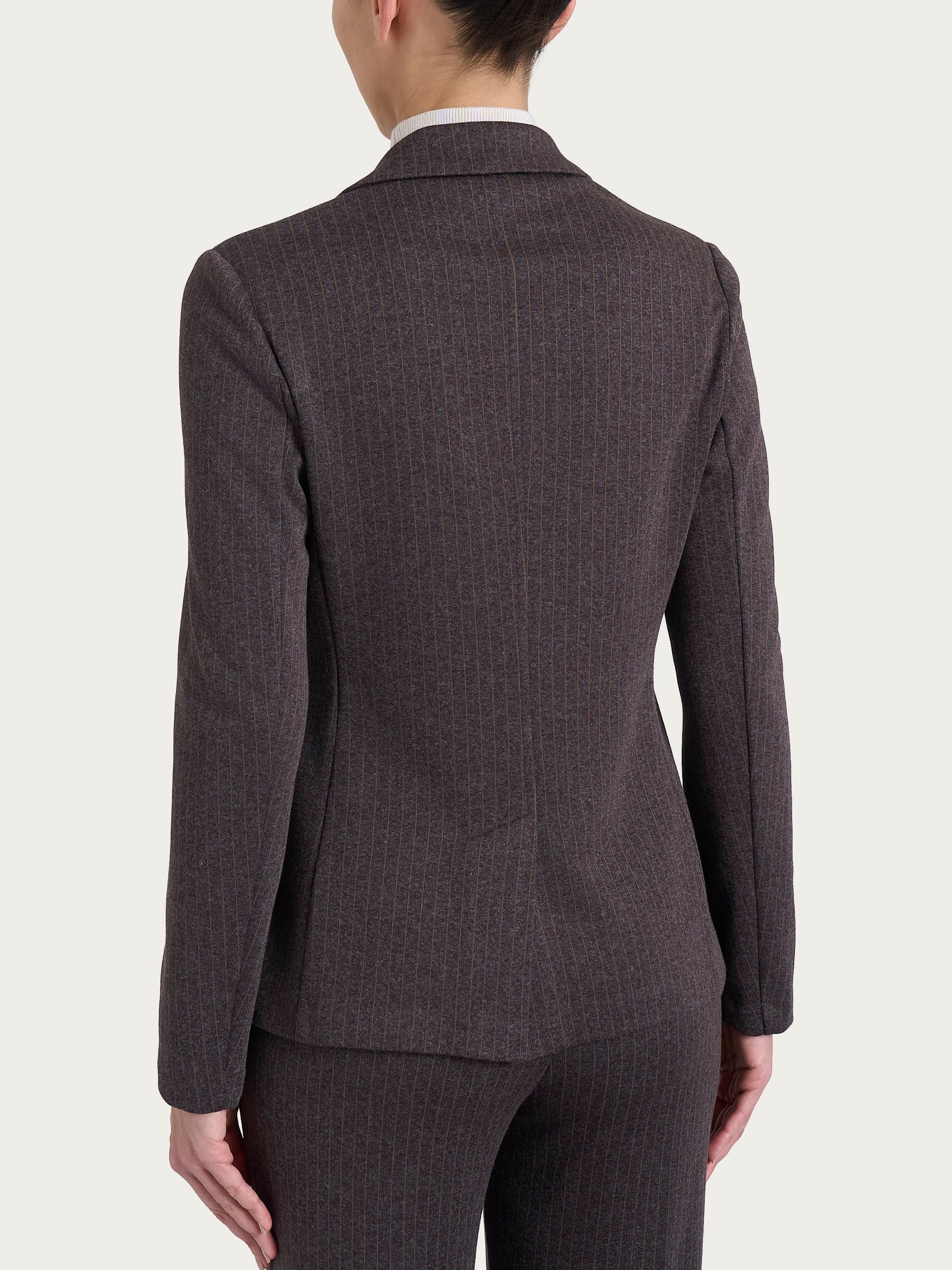 Ragno Compact blazer gessato Eco Jacquard chocolate 2 bottoni