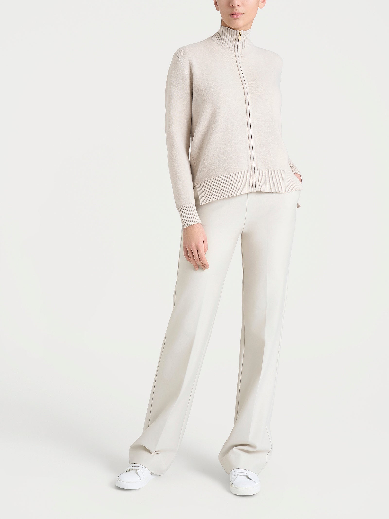 Ragno Cardigan Donna Zip Champignon in Misto Viscosa