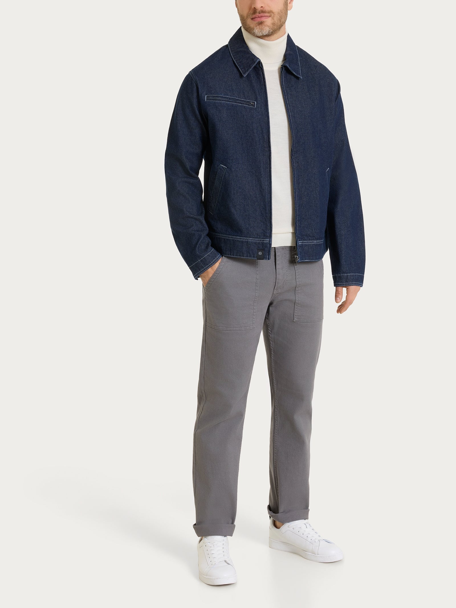 Ragno Super Denim giacca zip Dark Navy cotone