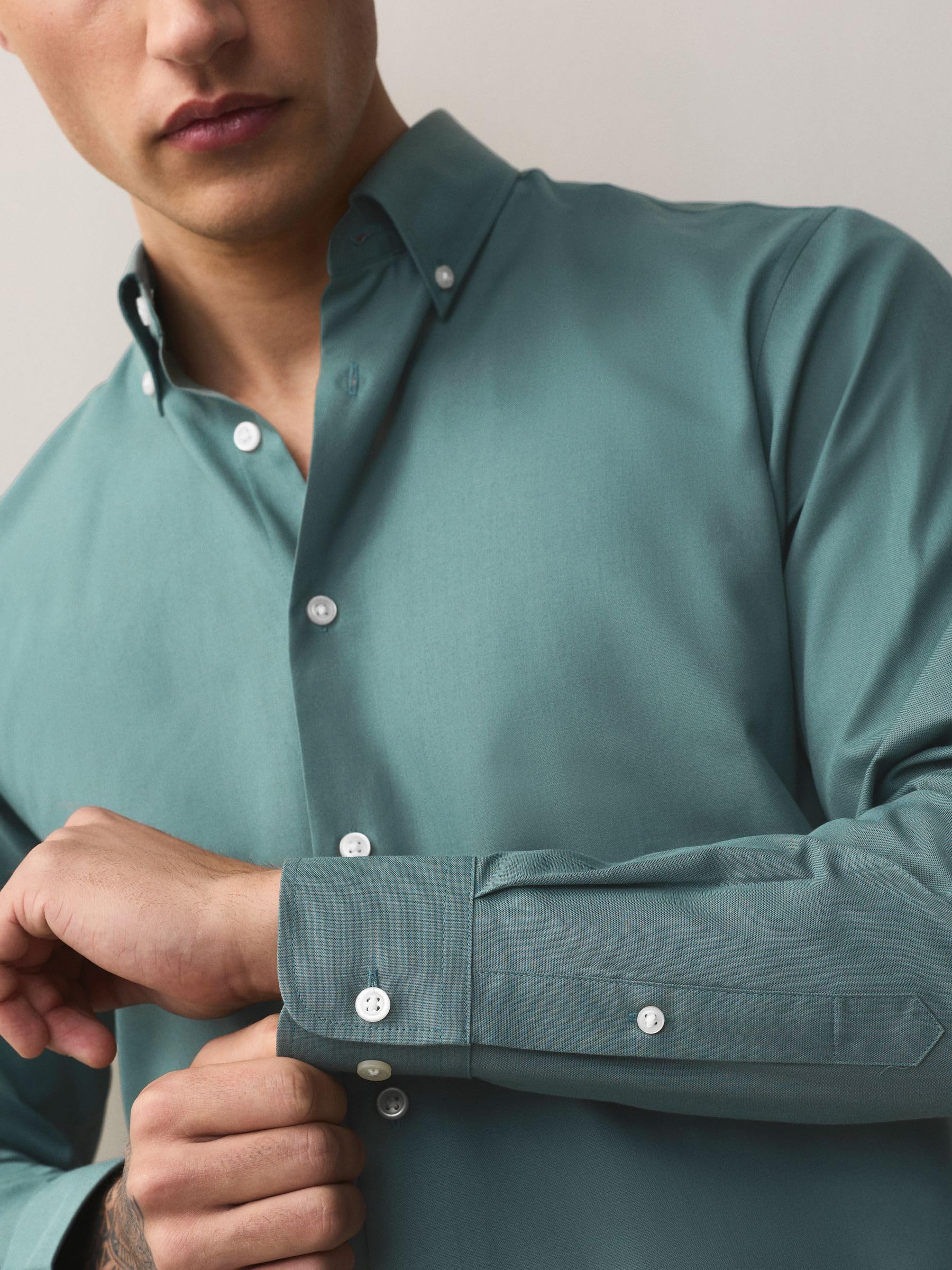 Next camicie uomo maniche lunghe bianco verde 2 pz