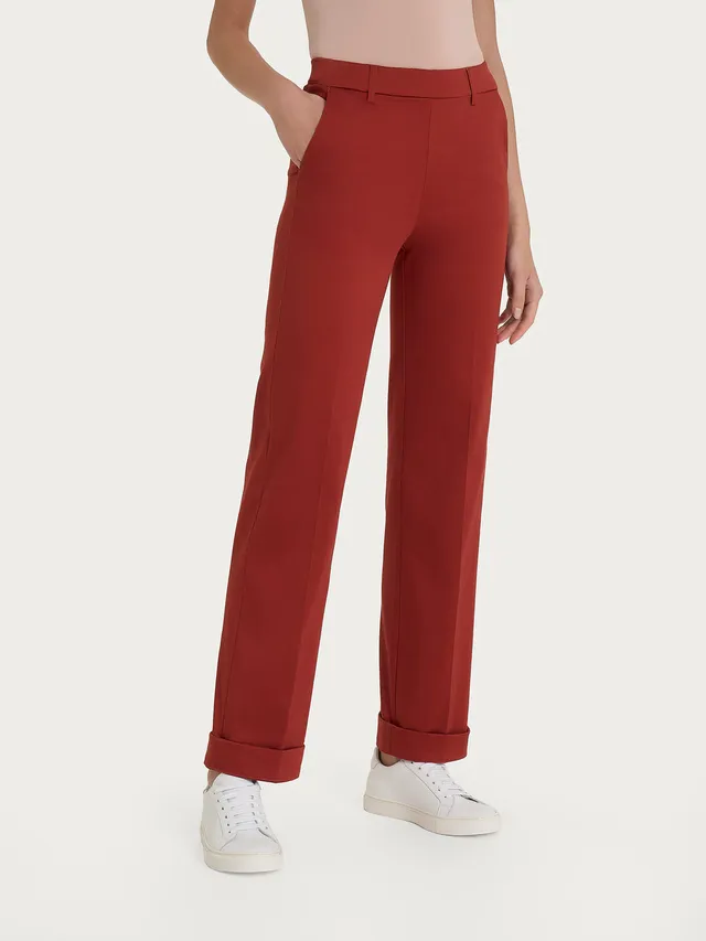 Ragno Satin Power Straight pantaloni con tasche rosso ocra