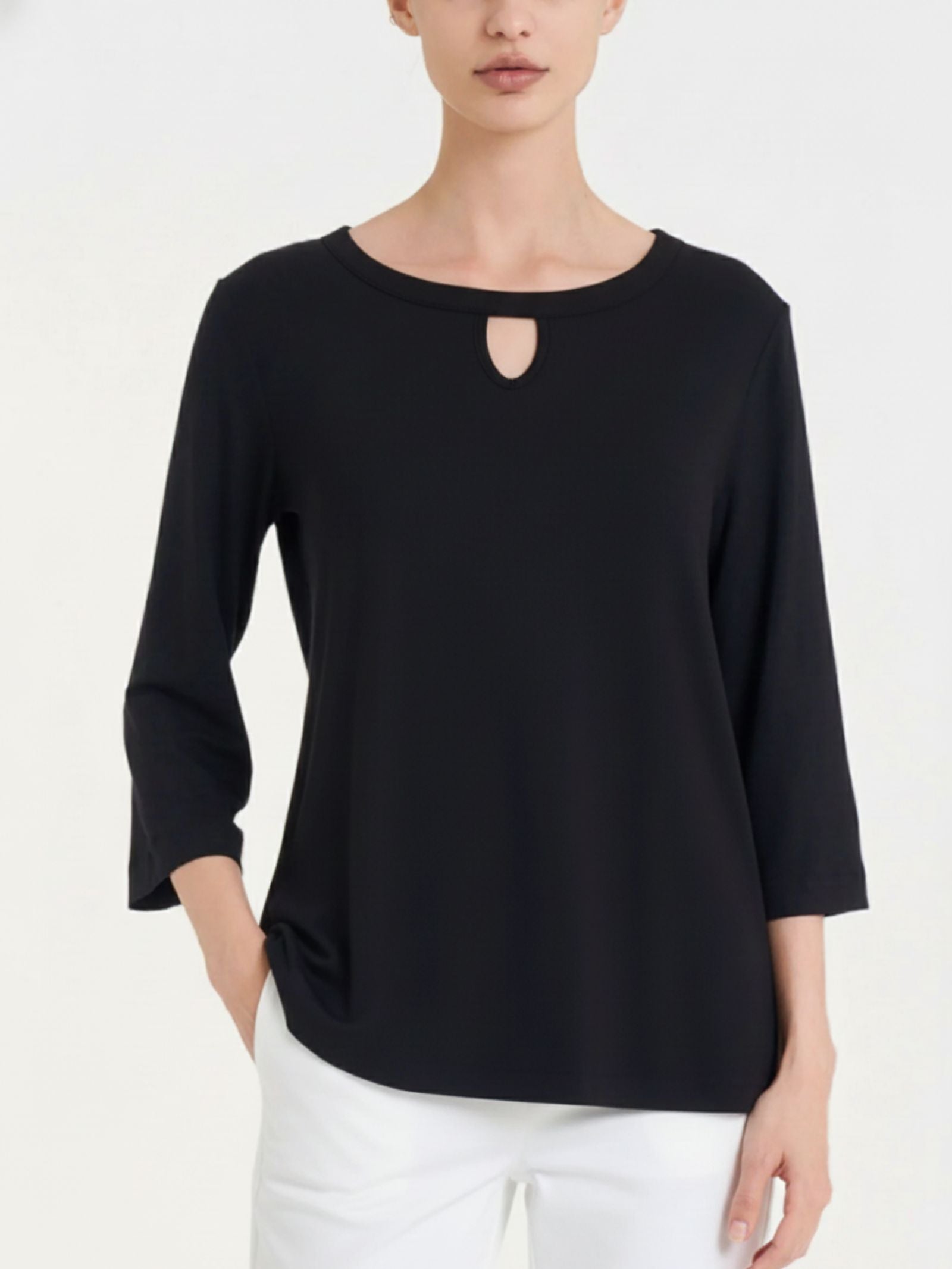 Ragno Viscosa Summer Maglietta Scollo Goccia Nero Viscosa