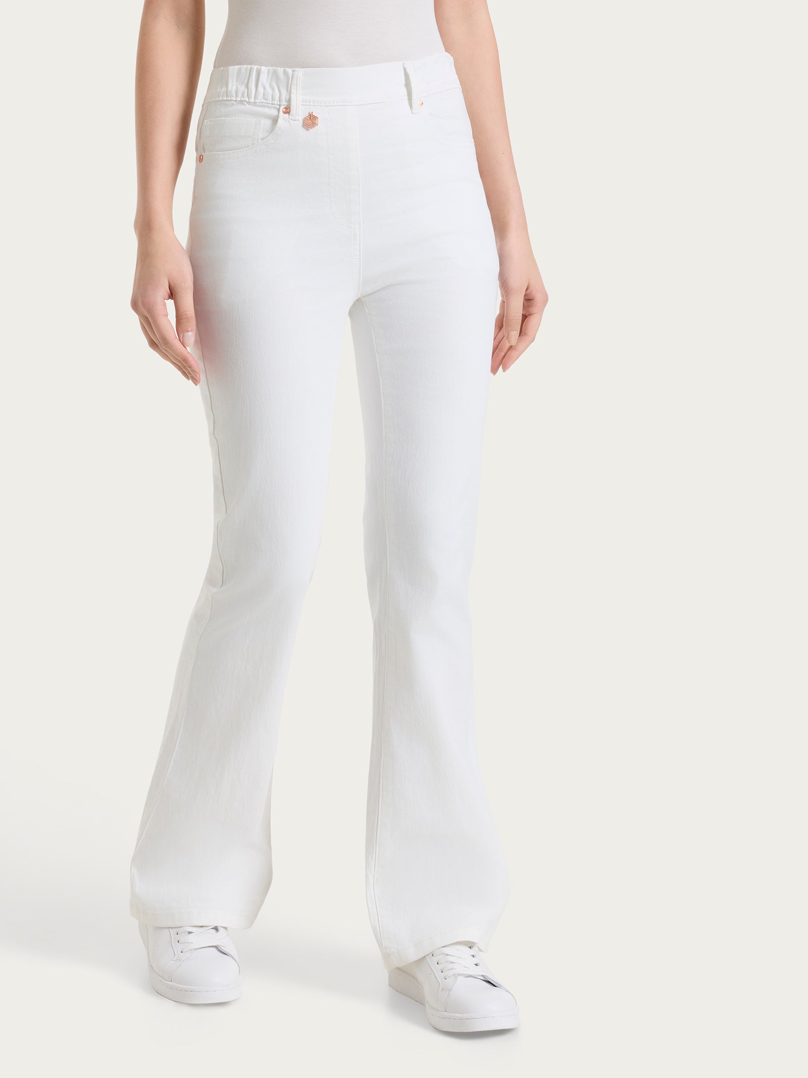 Ragno Light Denim Jeans flare bianco vita piatta