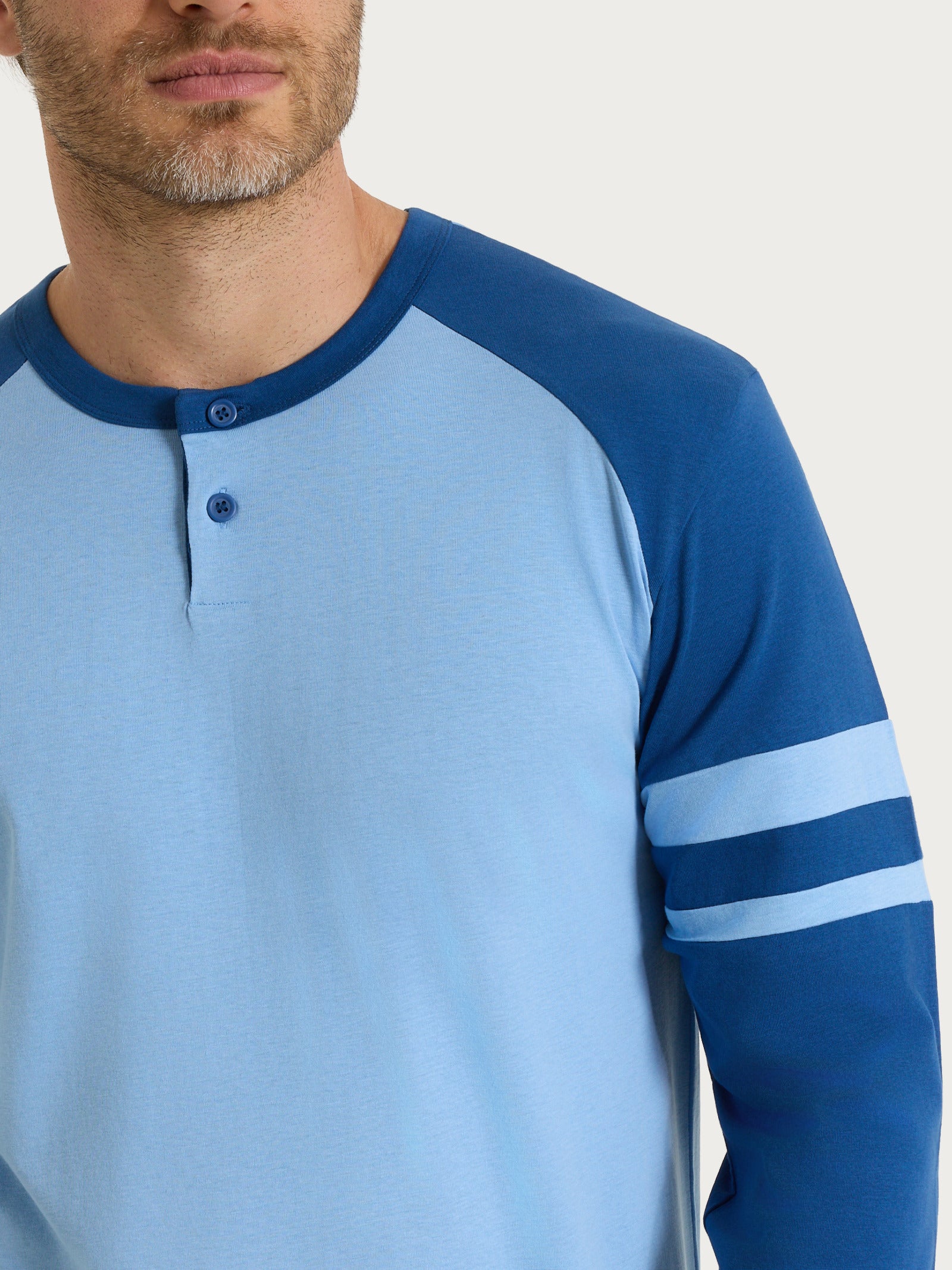 Ragno Jersey Cotone Pigiama Lungo Serafino uomo fantasia blue
