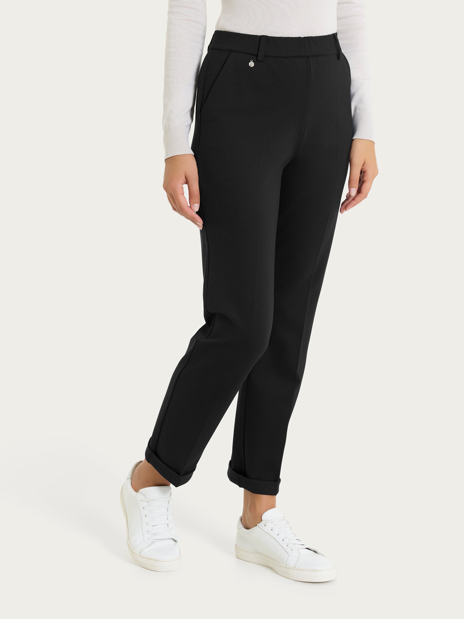 Ragno Cashmere Compact Pantalone Dritto Tasche Nero