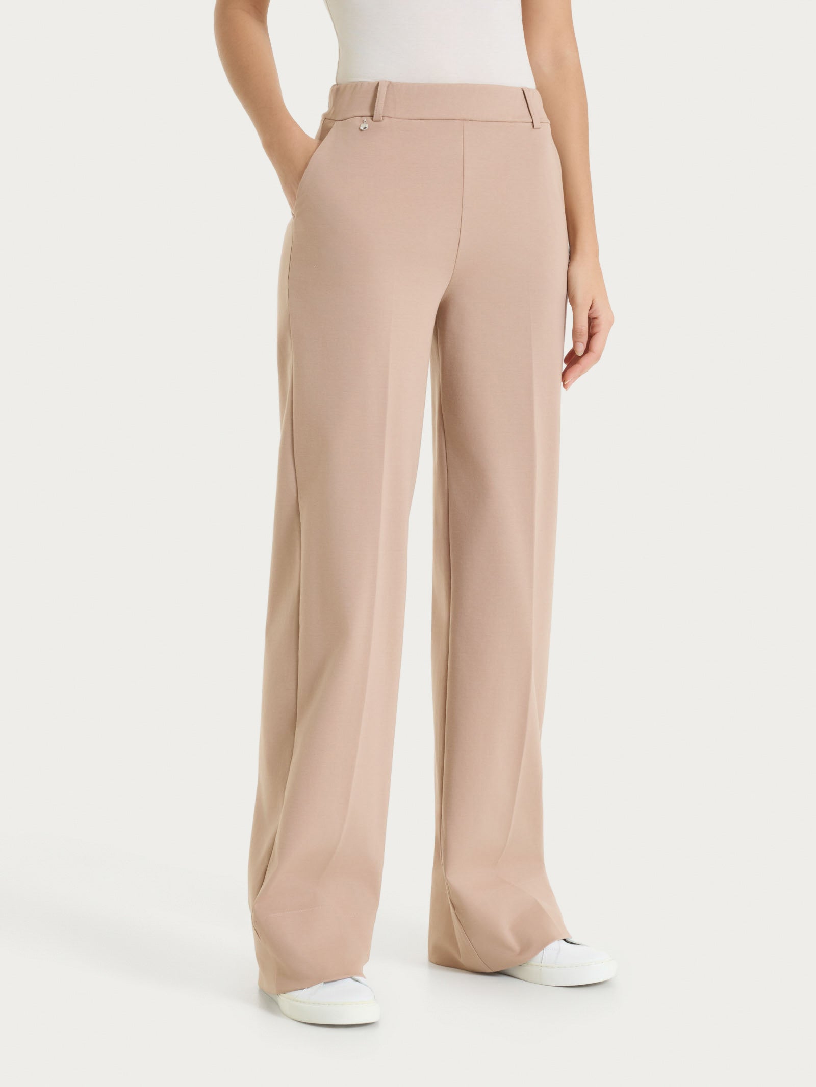 Ragno Compact Light Pantalone ampio Warm Taupe misto cotone