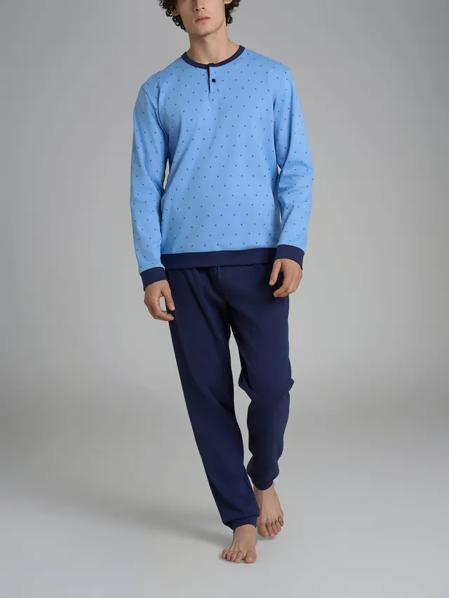 Ragno Sport Pigiama Serafino Geometrico Cotone Blu 58-60