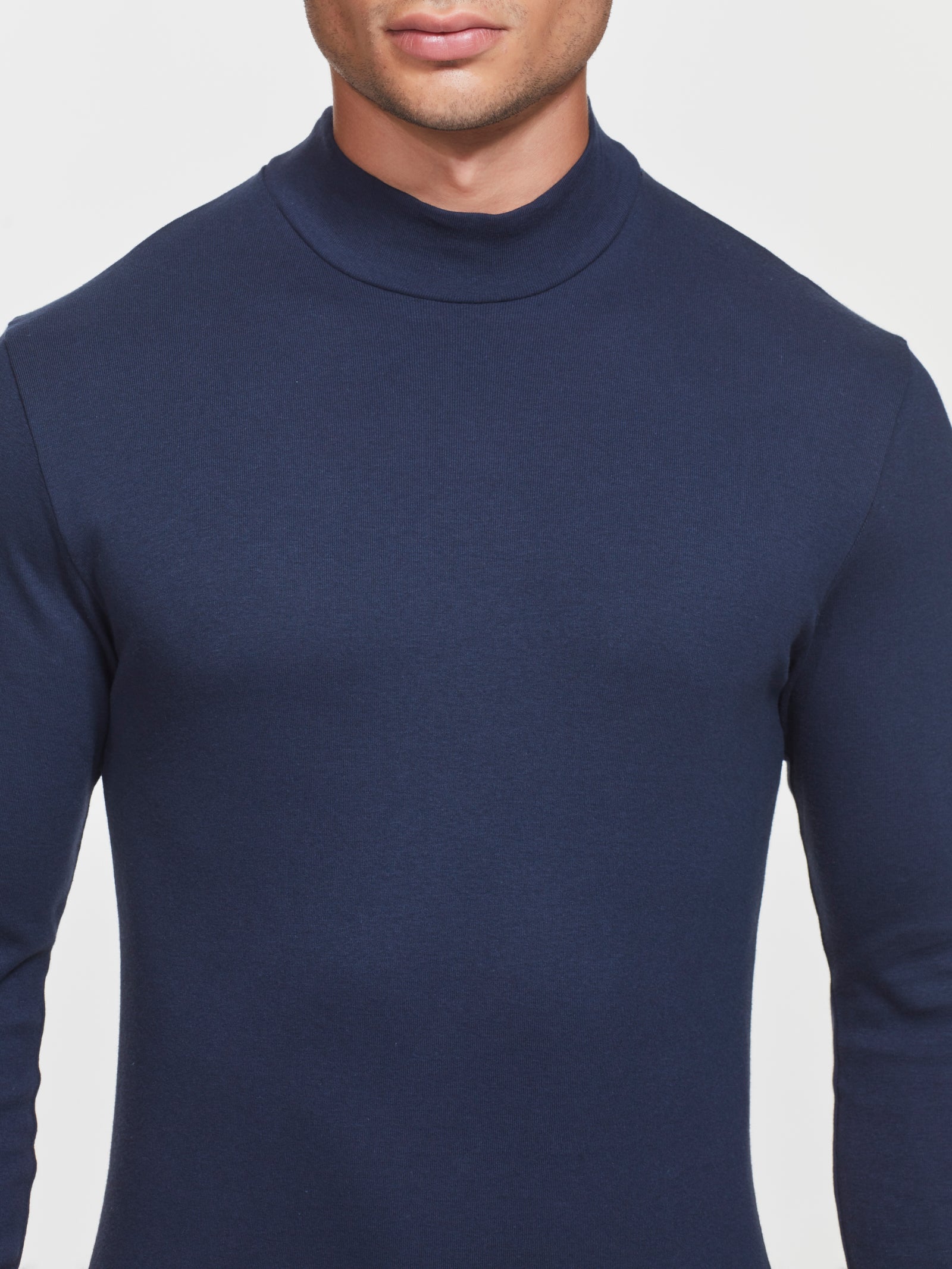 Ragno Lupetto Collo Alto Caldo Cotone Bleu slim