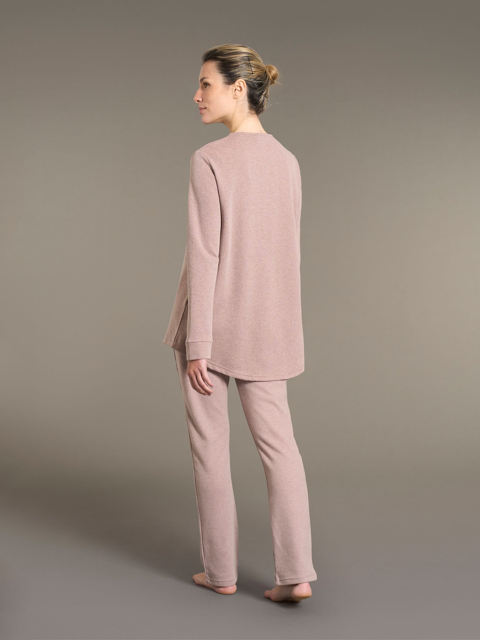 Ragno pigiama lungo donna terra in Cotton Eco Pile Lurex