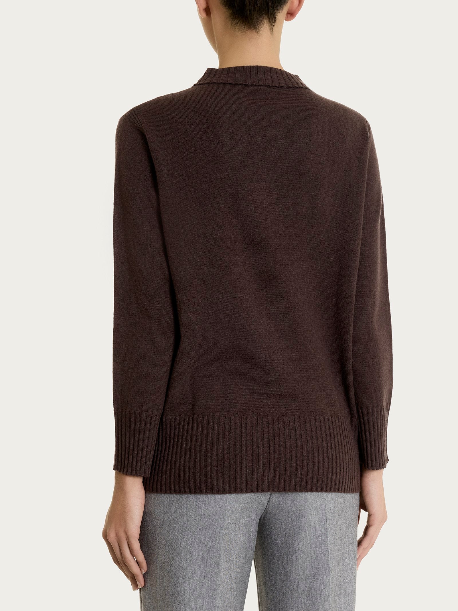 Ragno Soft Wool Polo Manica Lunga Donna Chocolate morbida