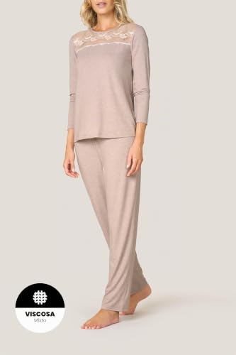Goldenpoint Regular Pizzo pigiama lungo donna maniche lunghe