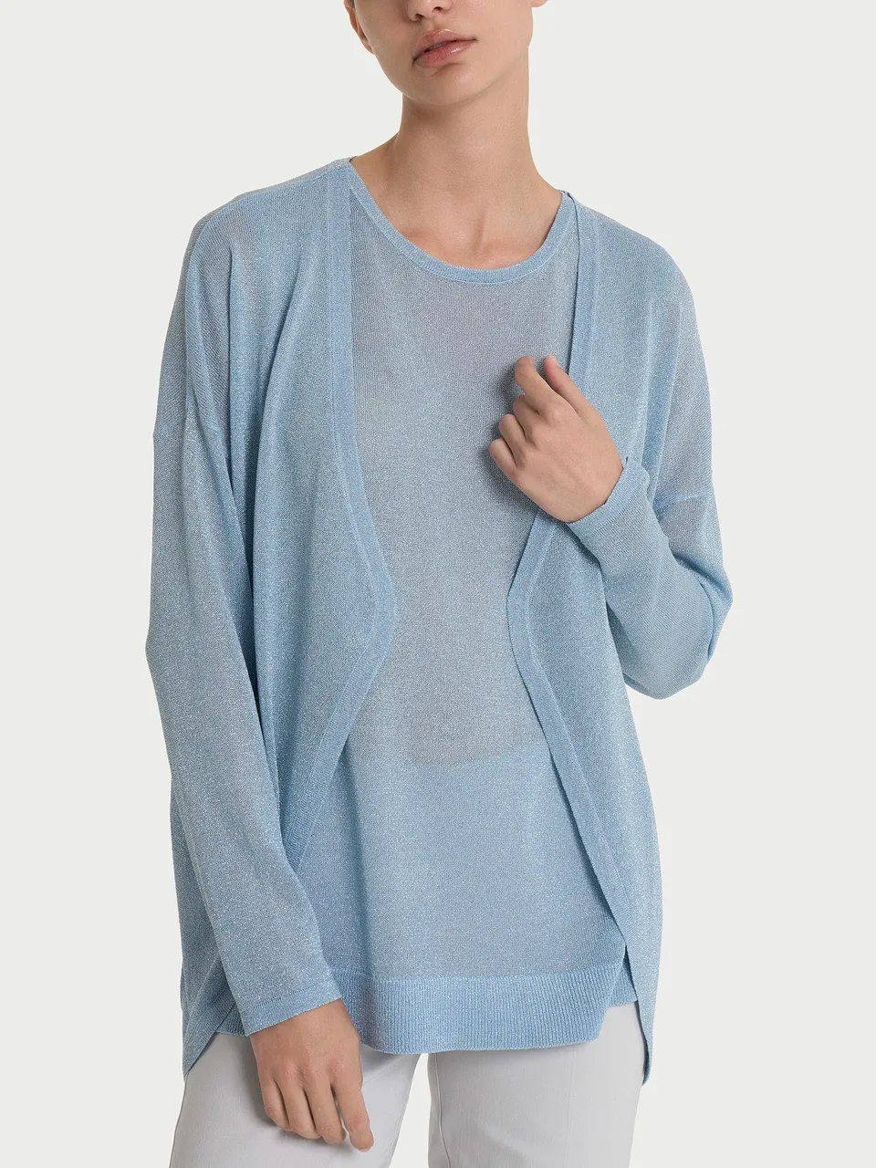 Ragno Crêpe Lurex Cardigan Aperto Lungo Skyway luminoso