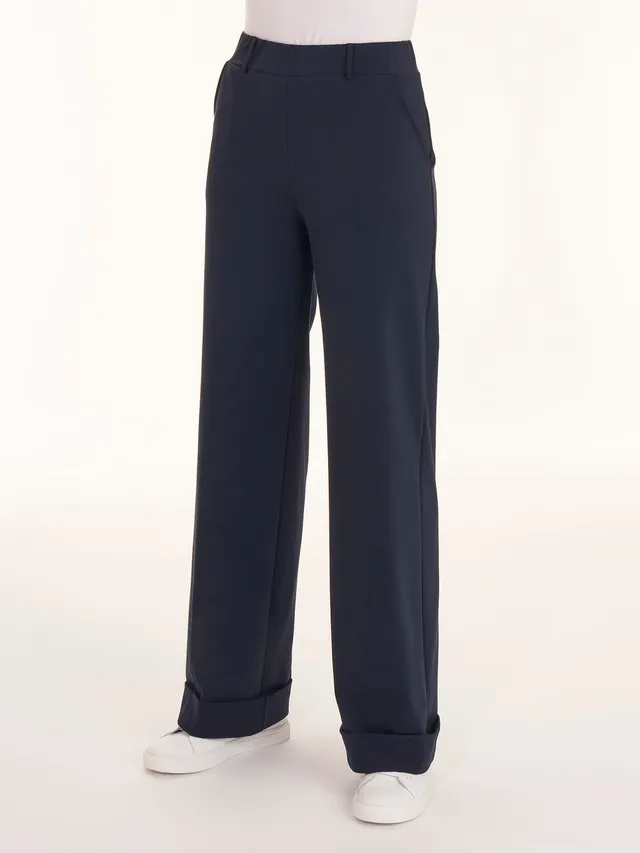Ragno Compact Light pantalone largo donna blu tasche elasticizzato