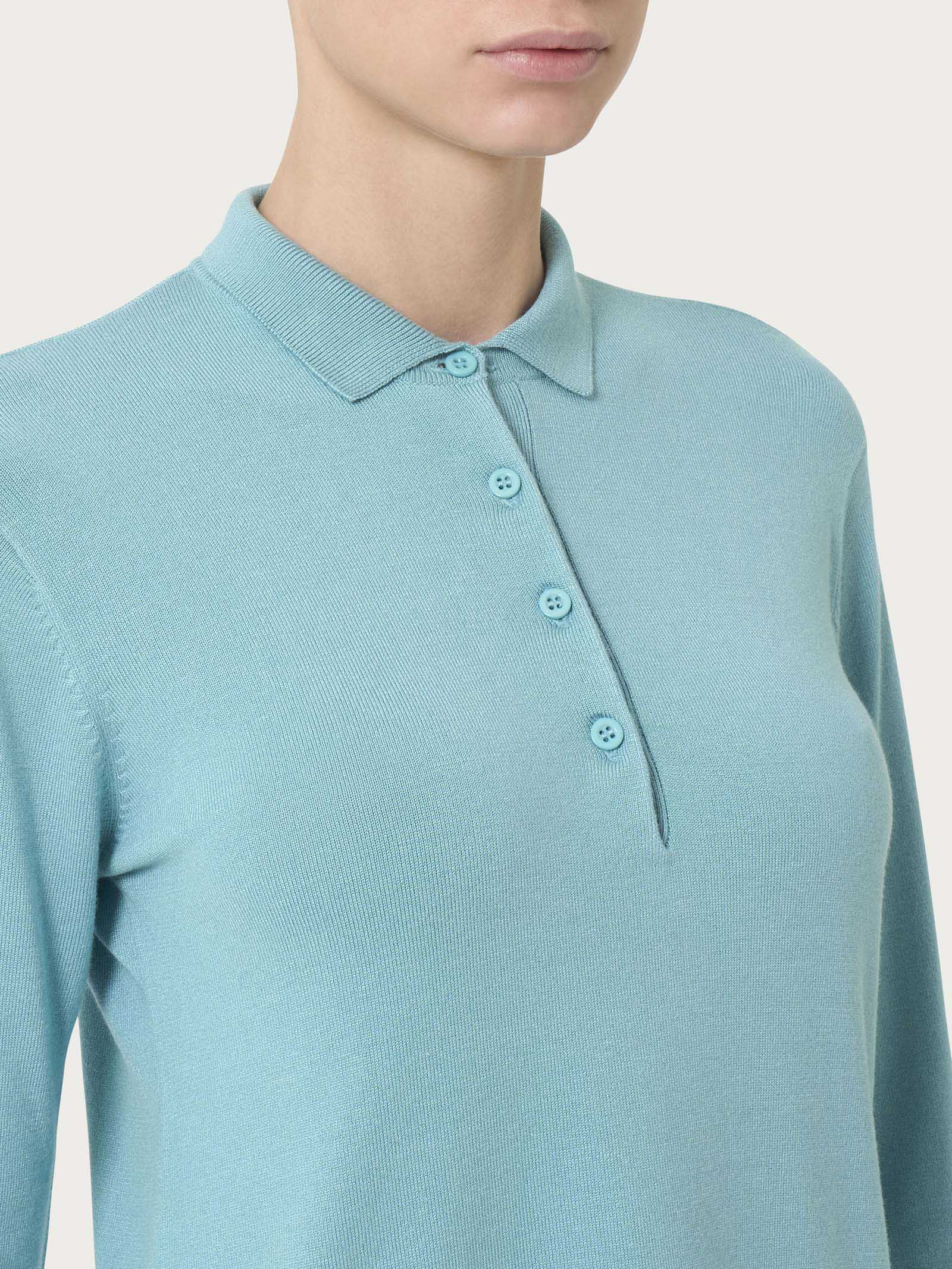 Ragno Four Seasons Polo Manica Lunga Azzurro Viscosa