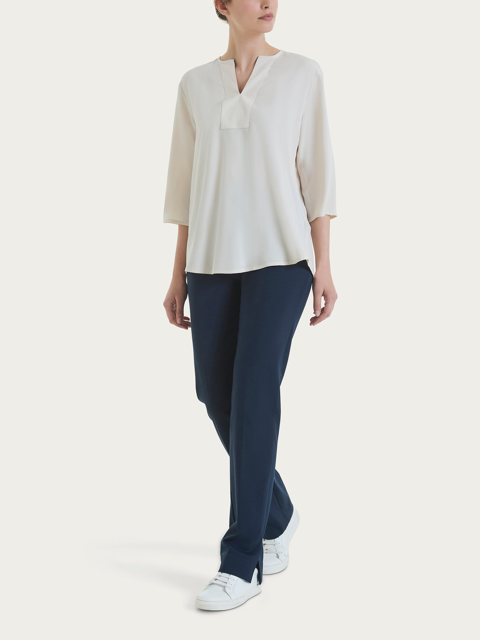 Ragno EcoSeta Blusa Scollo V Manica 3/4 Champignon