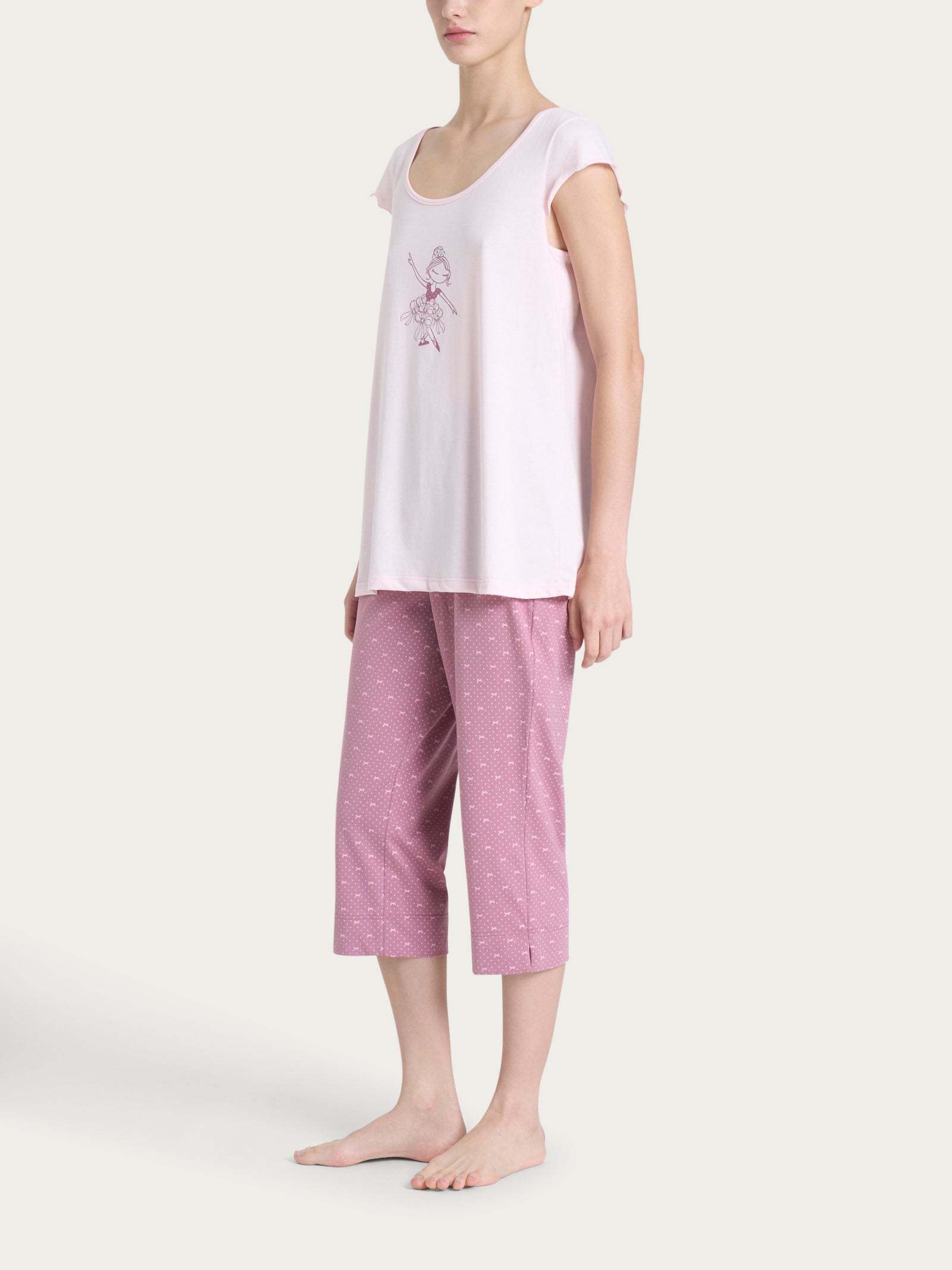Ragno Pigiama Pinocchietto cotone Pink a boo jersey