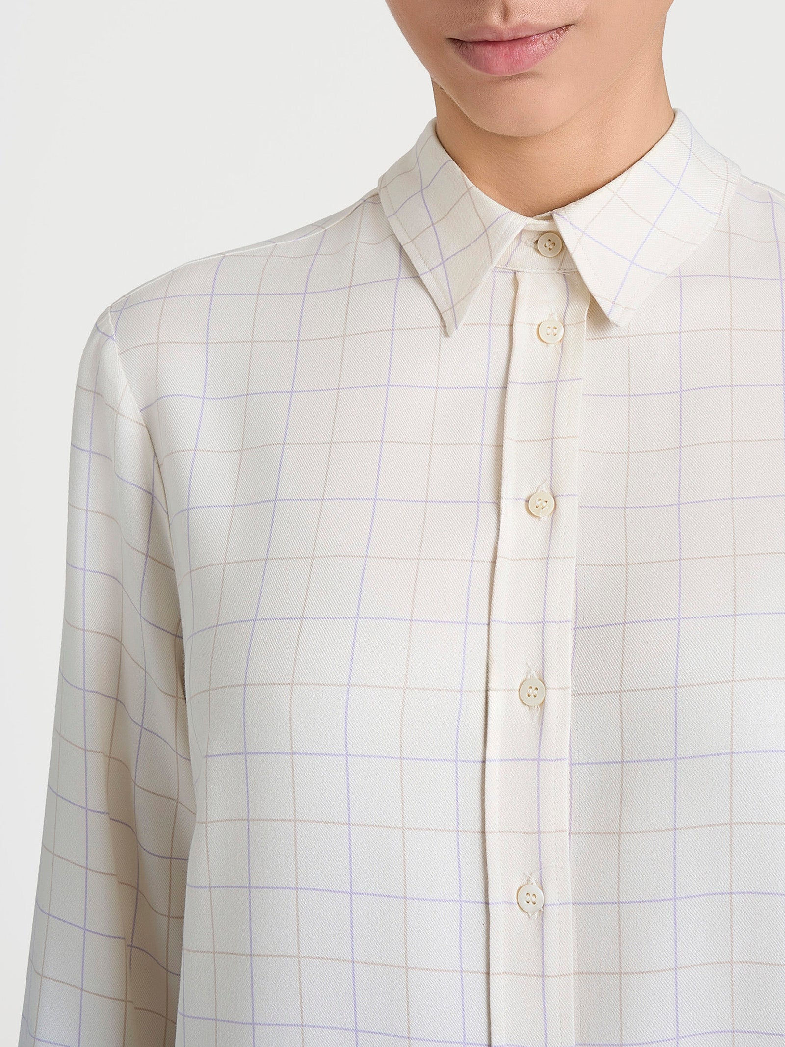 Ragno Camicia Check Avorio Donna Manica Lunga Winter Ecoseta