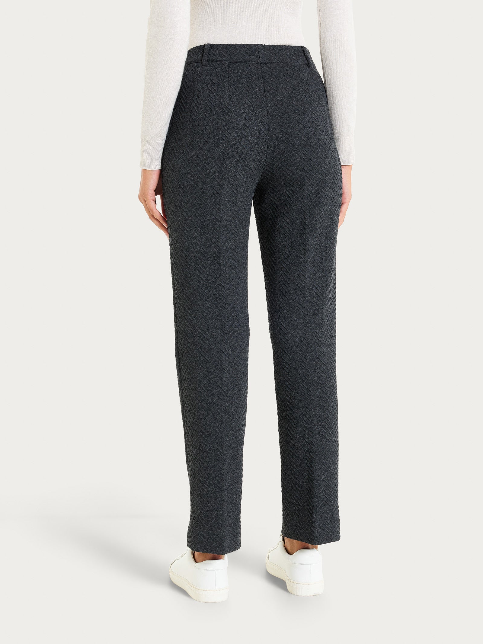 Ragno Eco Jacquard Oscuro pantalone dritto donna nero