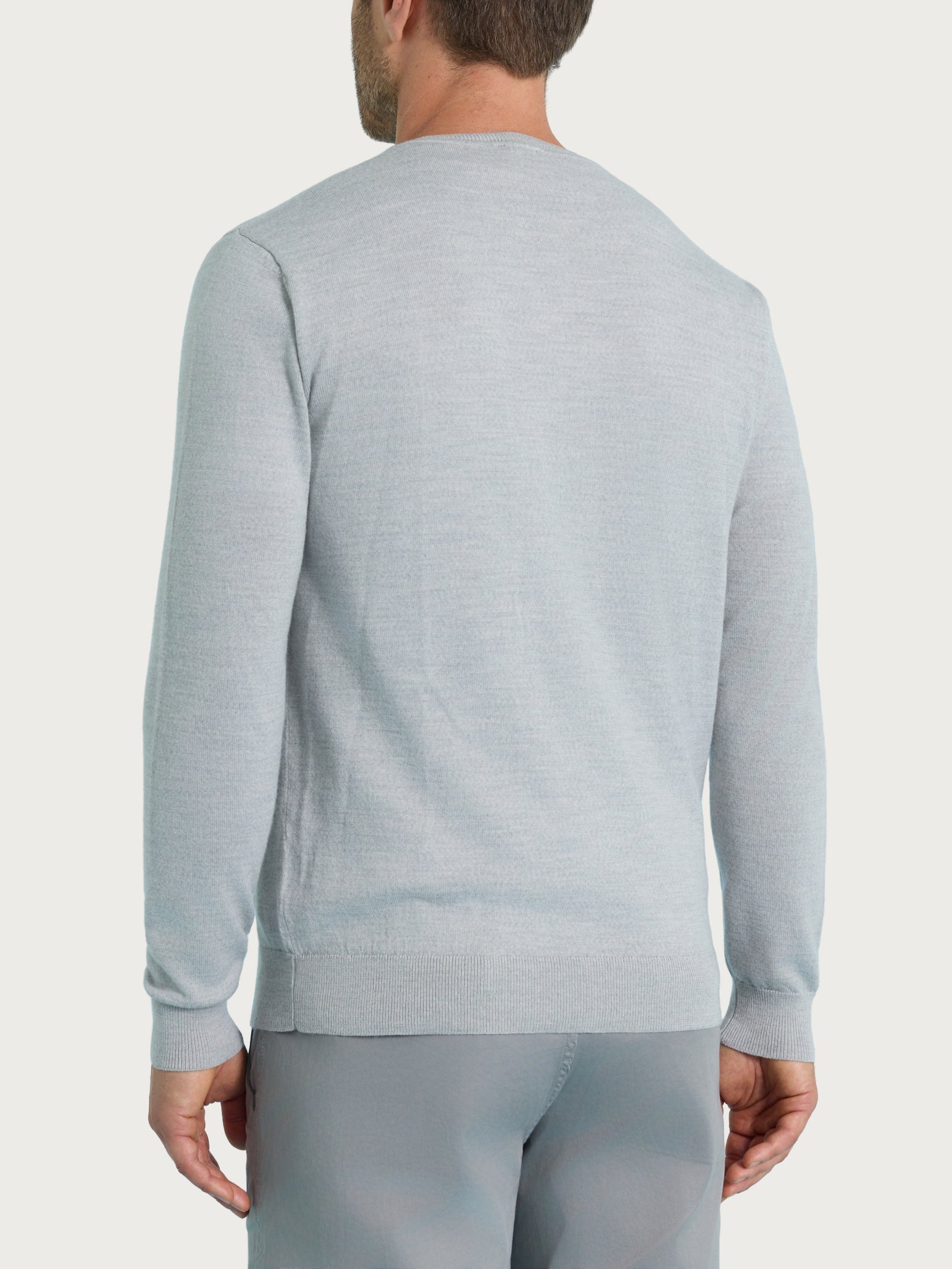 Ragno Merino Soft pull scollo a V lana Grey Mel.