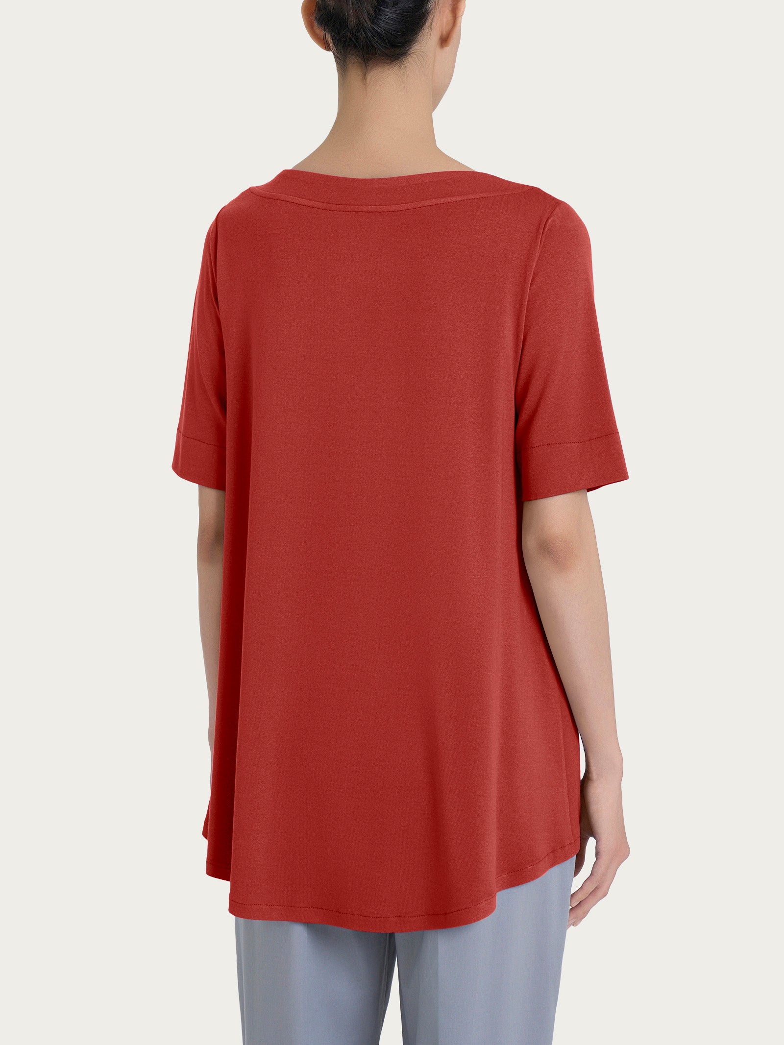 Ragno Viscosa Summer maglietta 3/4 Red Ochre jersey crepe