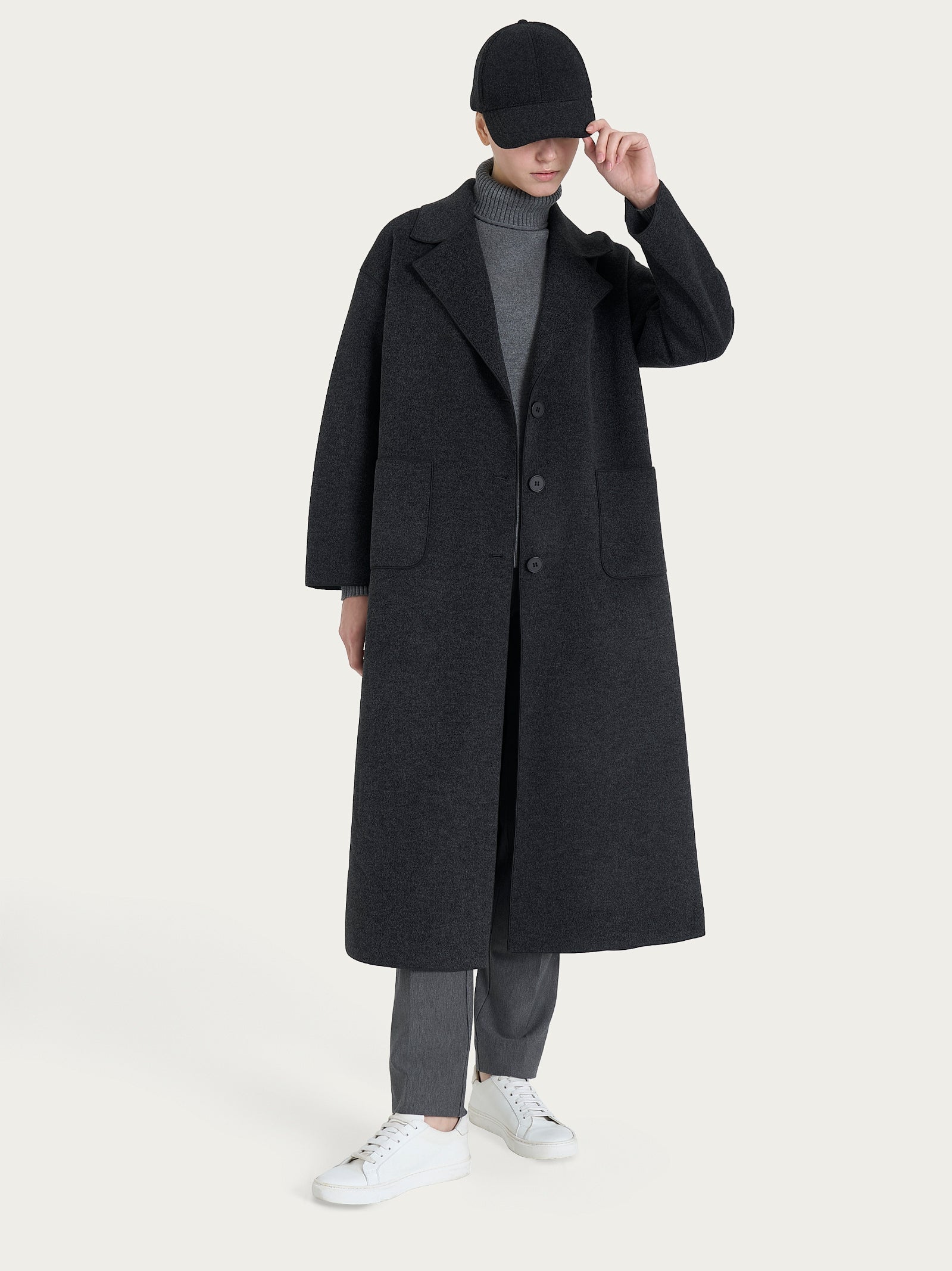 Ragno Vegan Wool cappello baseball nero caldo invernale