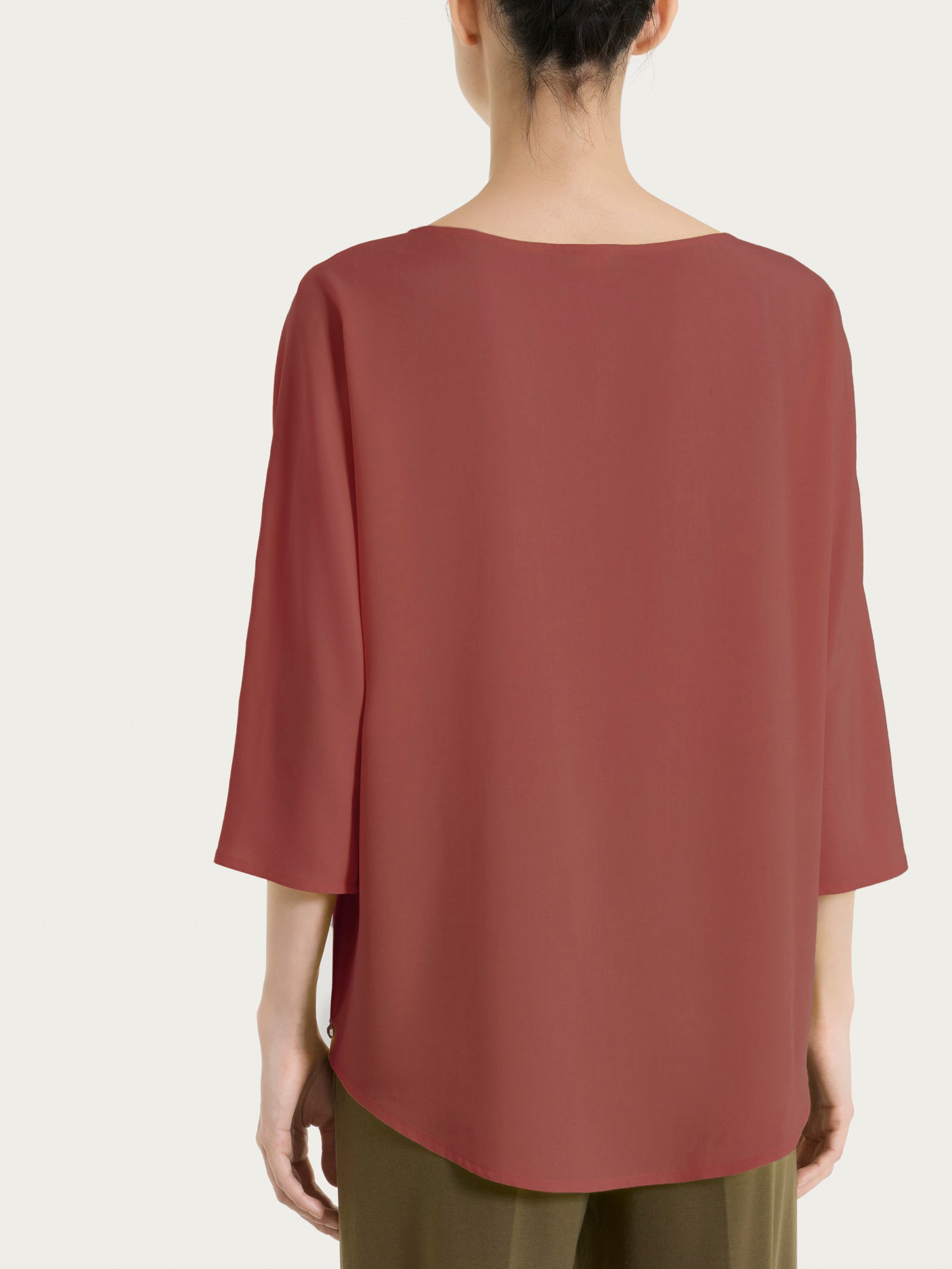 Ragno Blusa Manica 3/4 Voile Stretch Mahogany in Viscosa