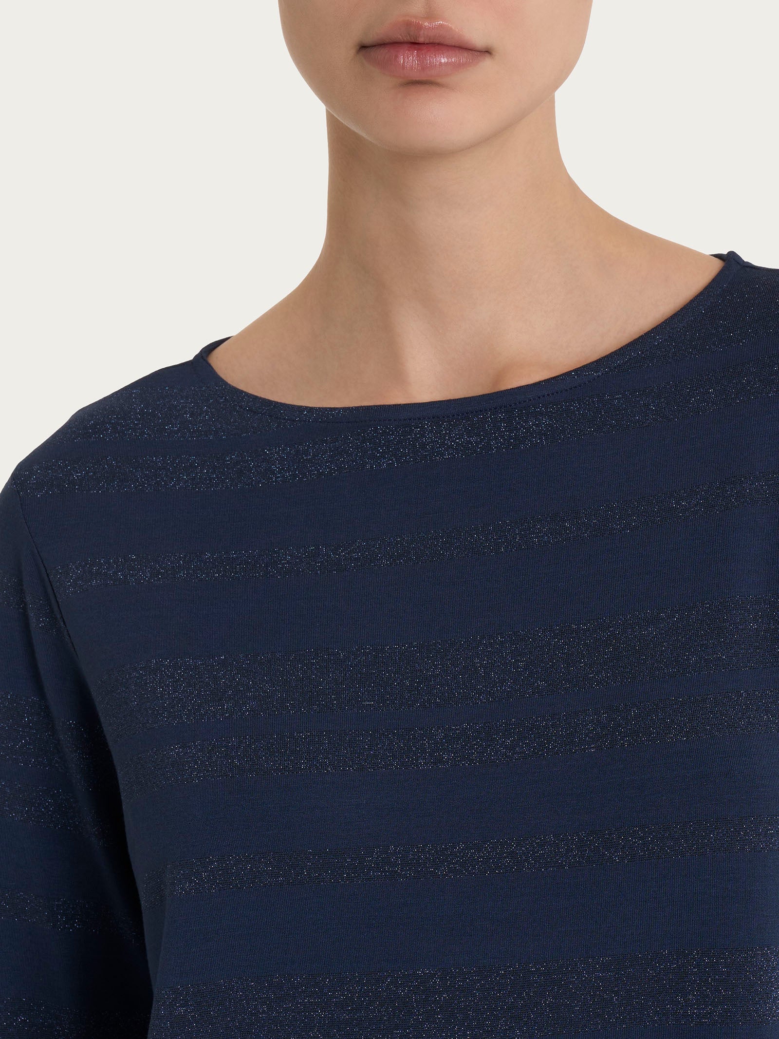 Ragno Perfetta maglietta righe viscosa lurex blu Bleu