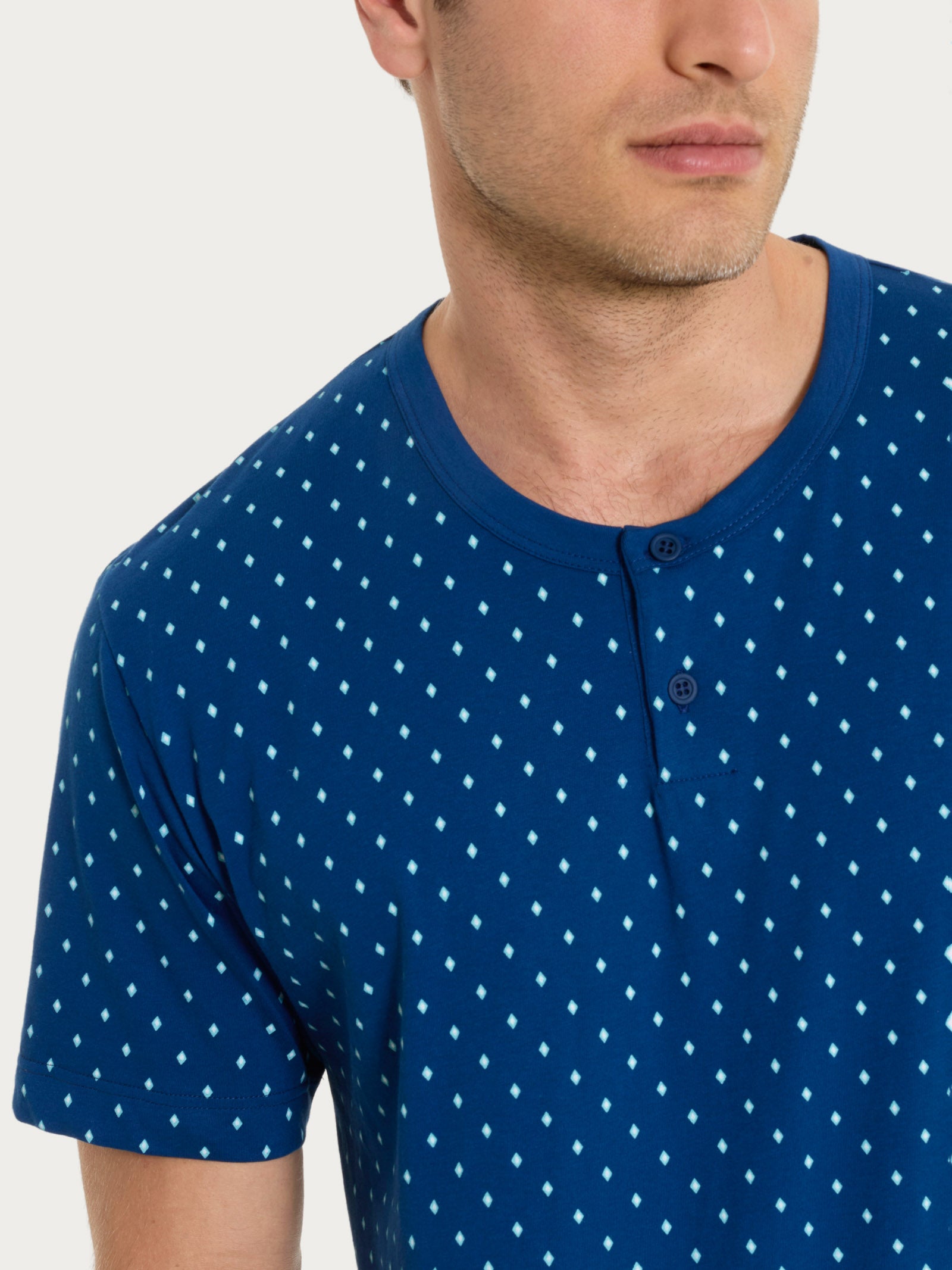 Ragno Jersey di Cotone pigiama corto Navy Peony fresco