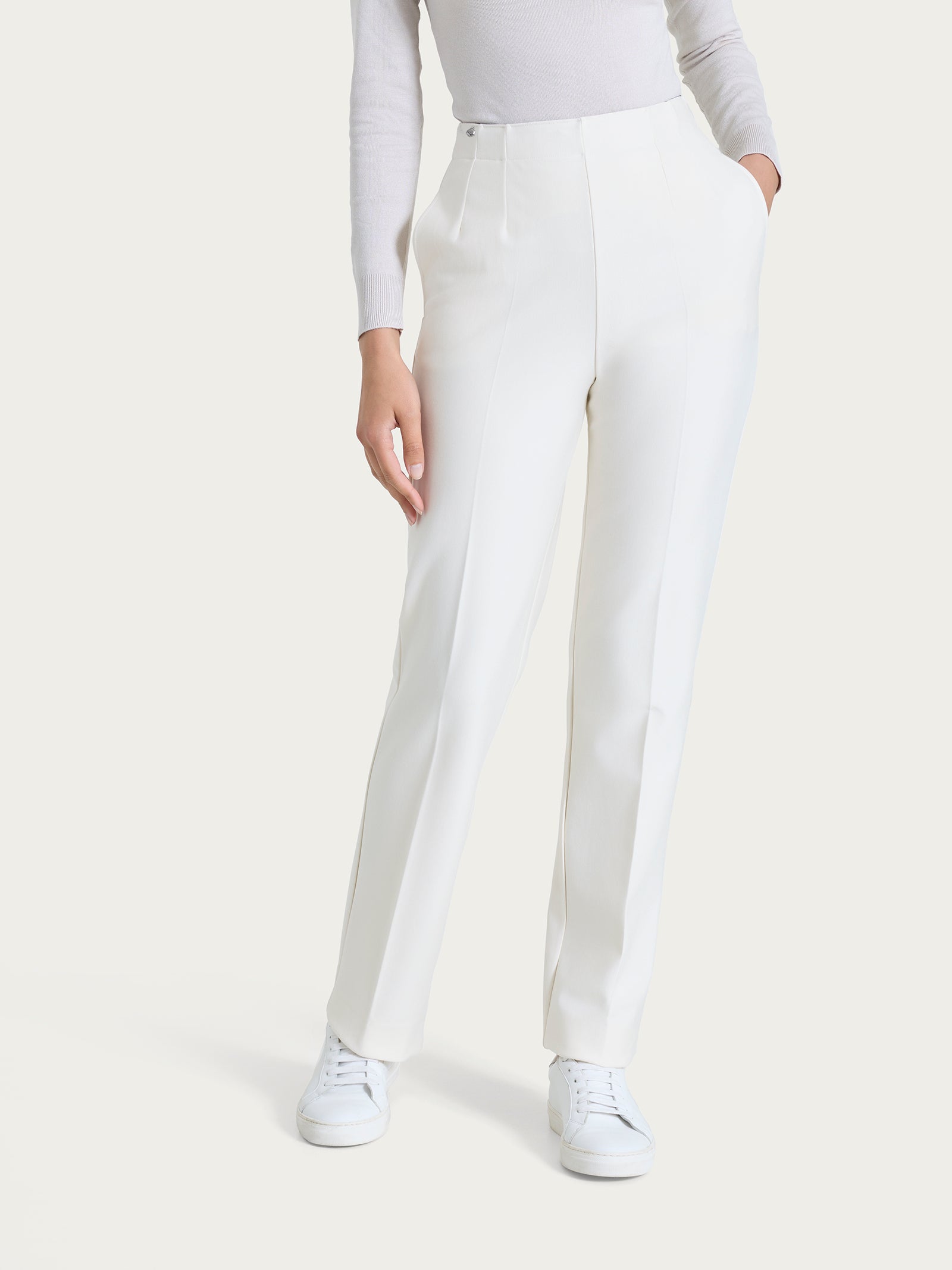 Ragno Compact pantalone dritto tasche Avorio elasticizzato