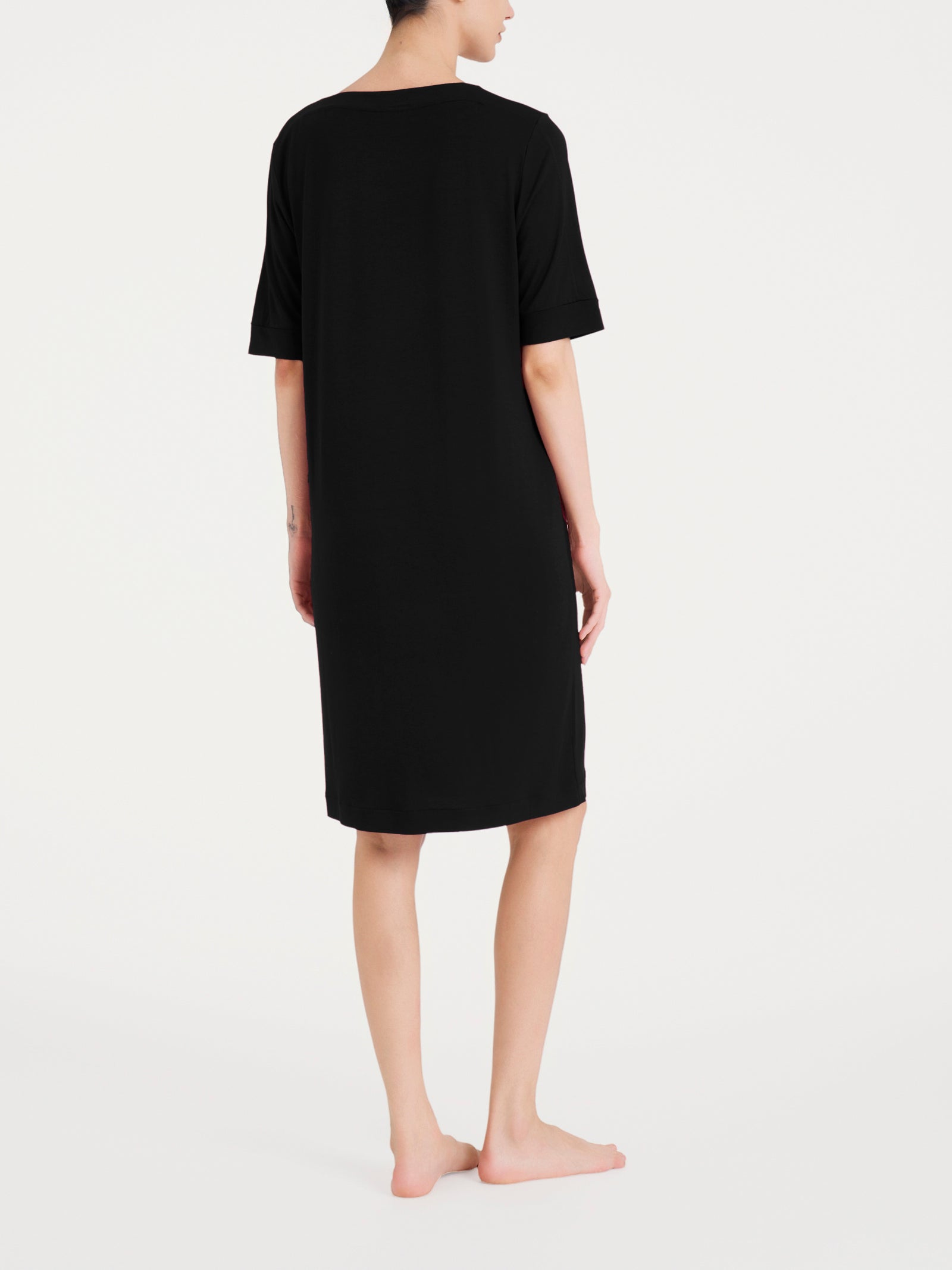 Ragno Viscosa Summer Abito Donna Nero girocollo manica 3/4