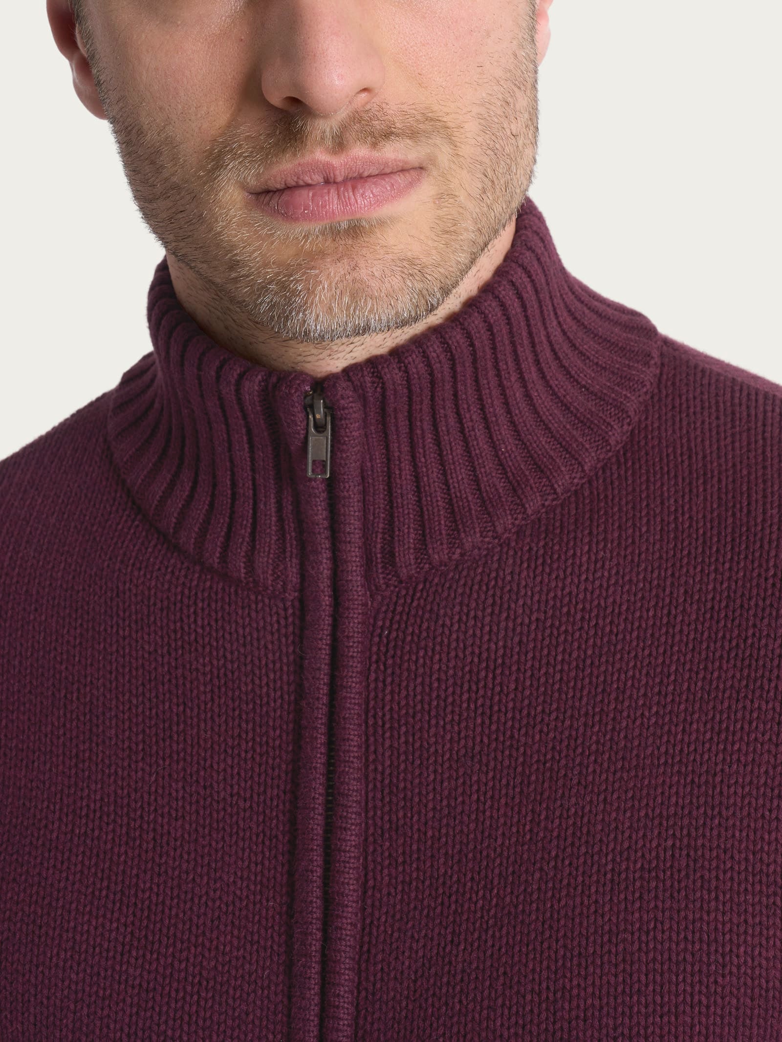 Ragno Winter Cotton cardigan uomo zip viola fig melange