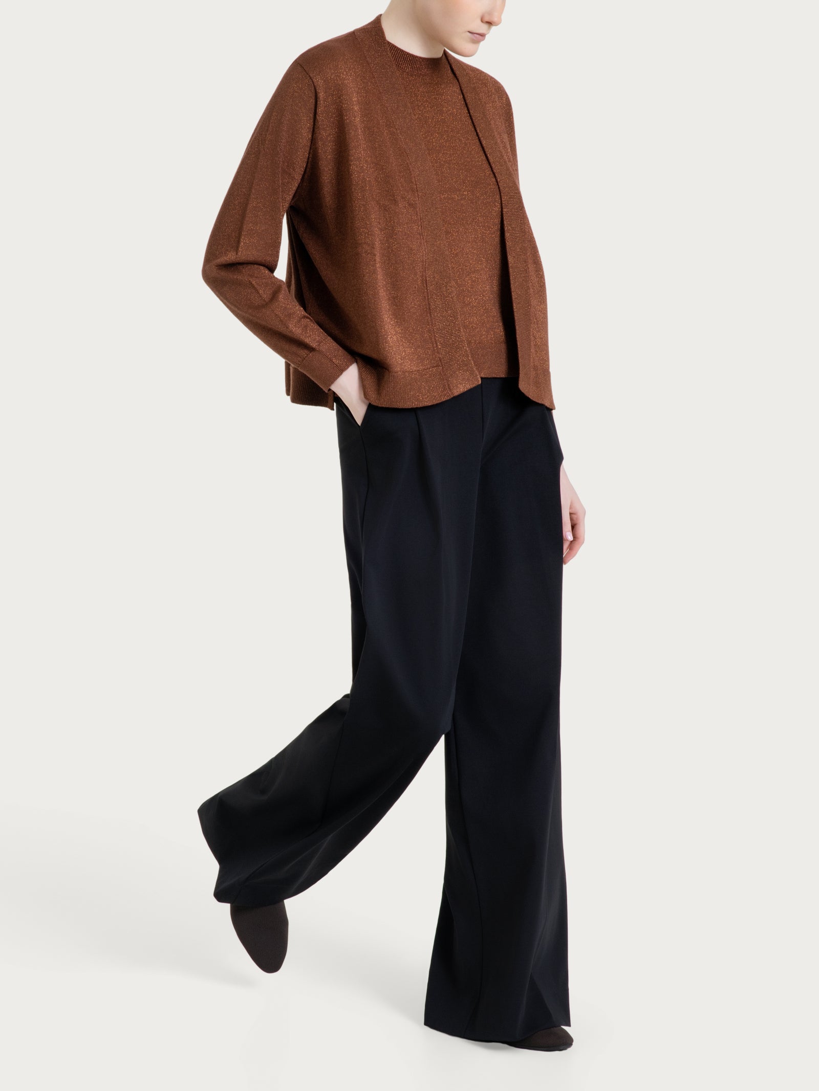 Ragno Cardigan Aperto Lurex Summertime Cappuccino