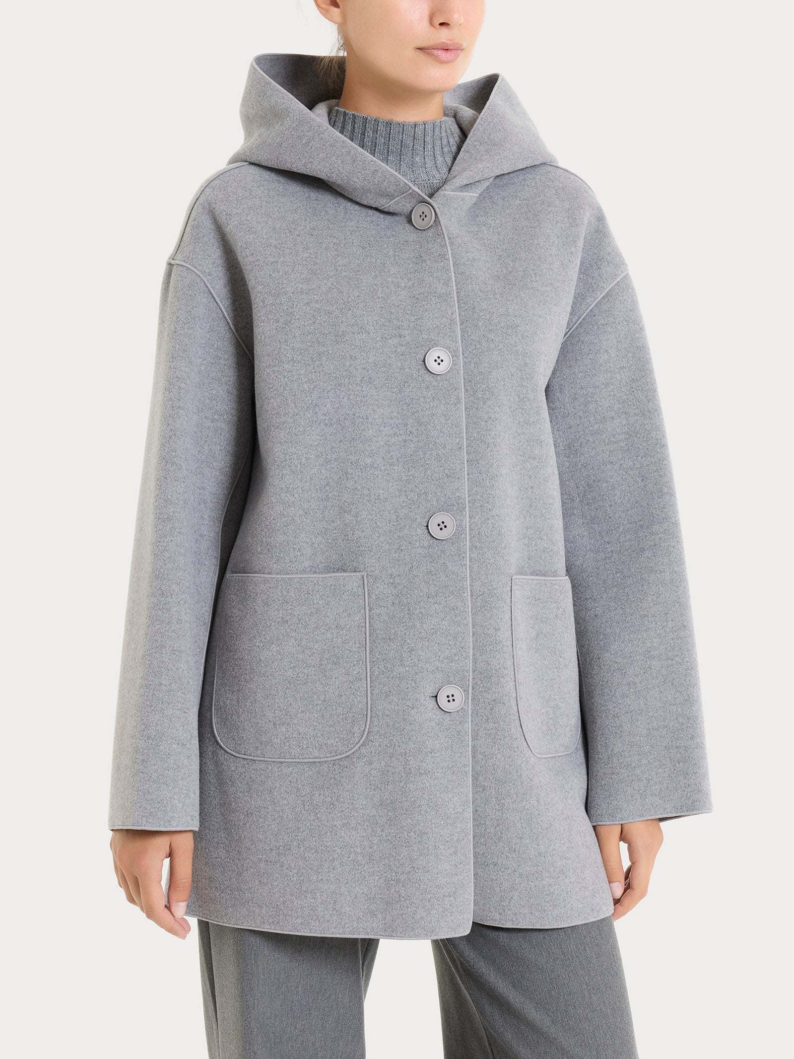 Ragno Vegan Wool giaccone cappuccio grigio
