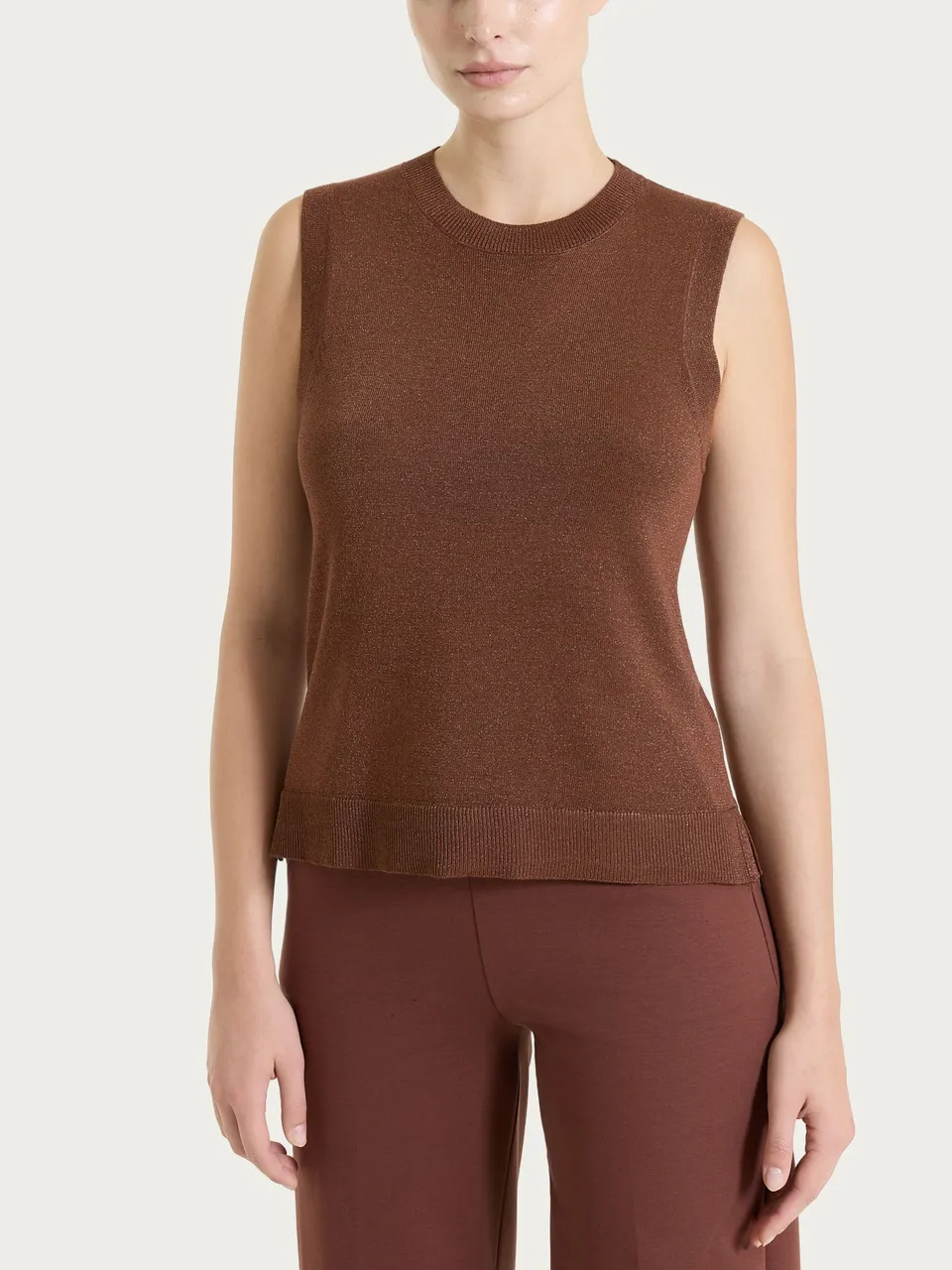Ragno Summertime Gilet Smanicato Lurex Cappuccino Leggero