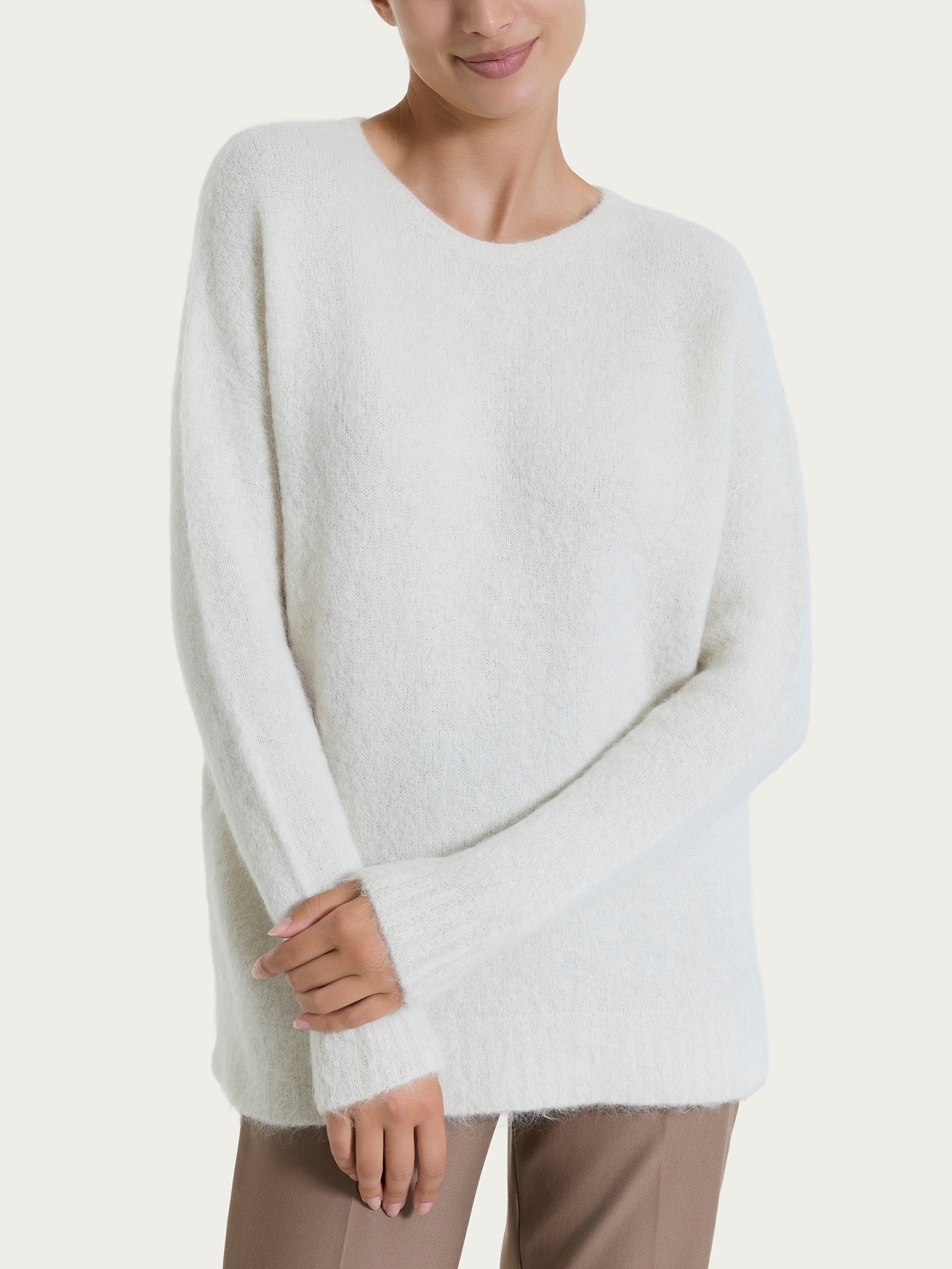 Ragno Maglia Girocollo Boxy Misto Alpaca Avorio calda