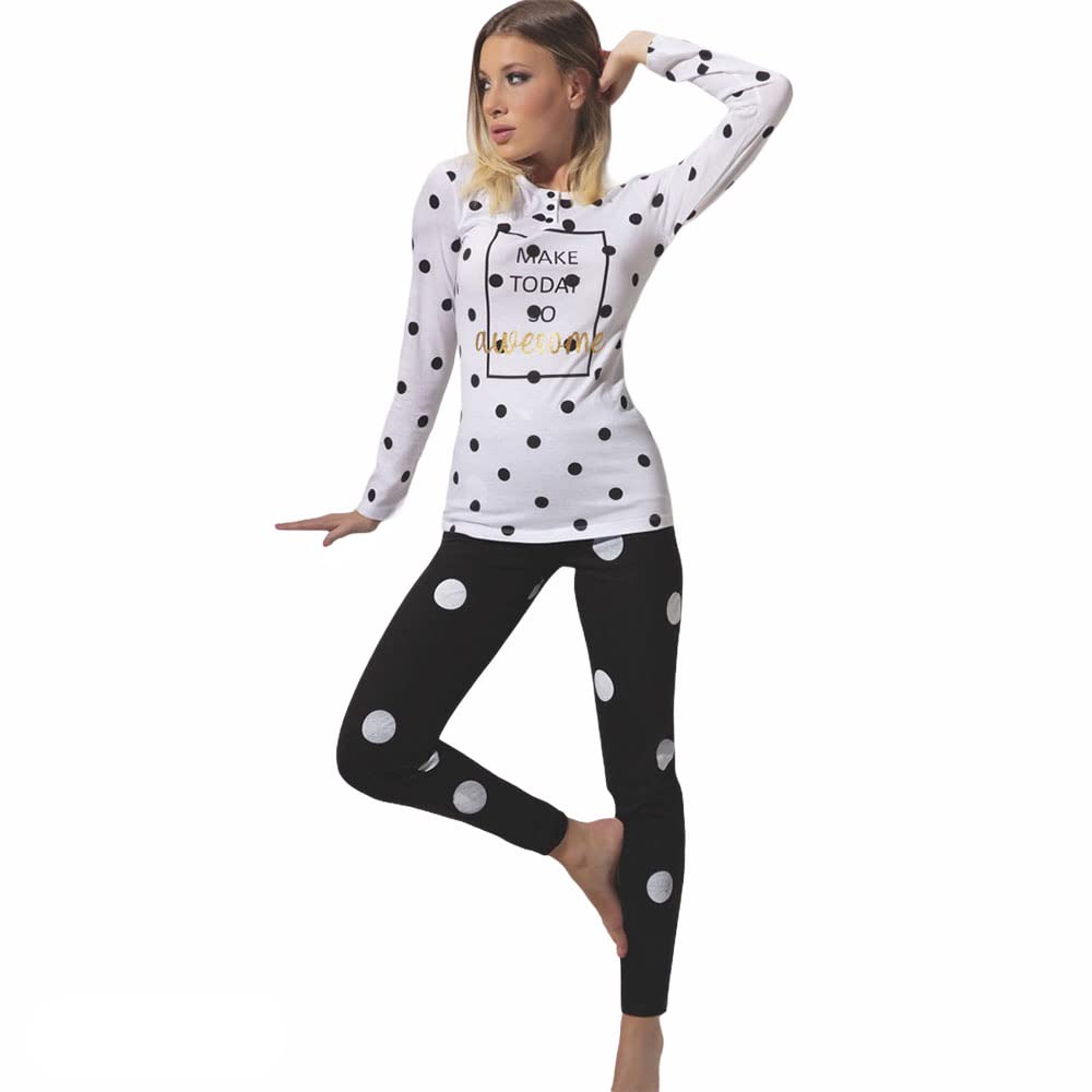 Love and Bra pigiama cotone leggero pois manica lunga