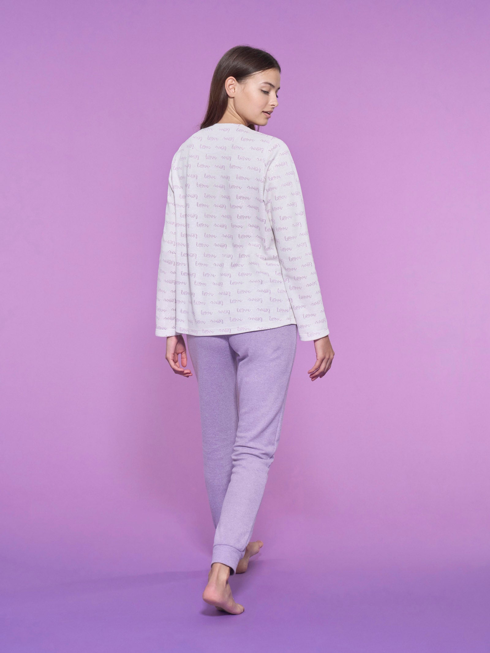 Ragno Cotton Eco Pile pigiama Love serafino Fant.Avorio