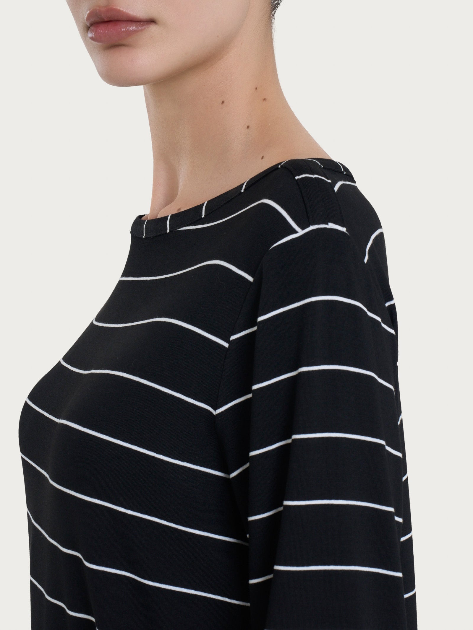 Ragno Viscosa Summer Maglietta Rigate Nero Riga Spaziata soft