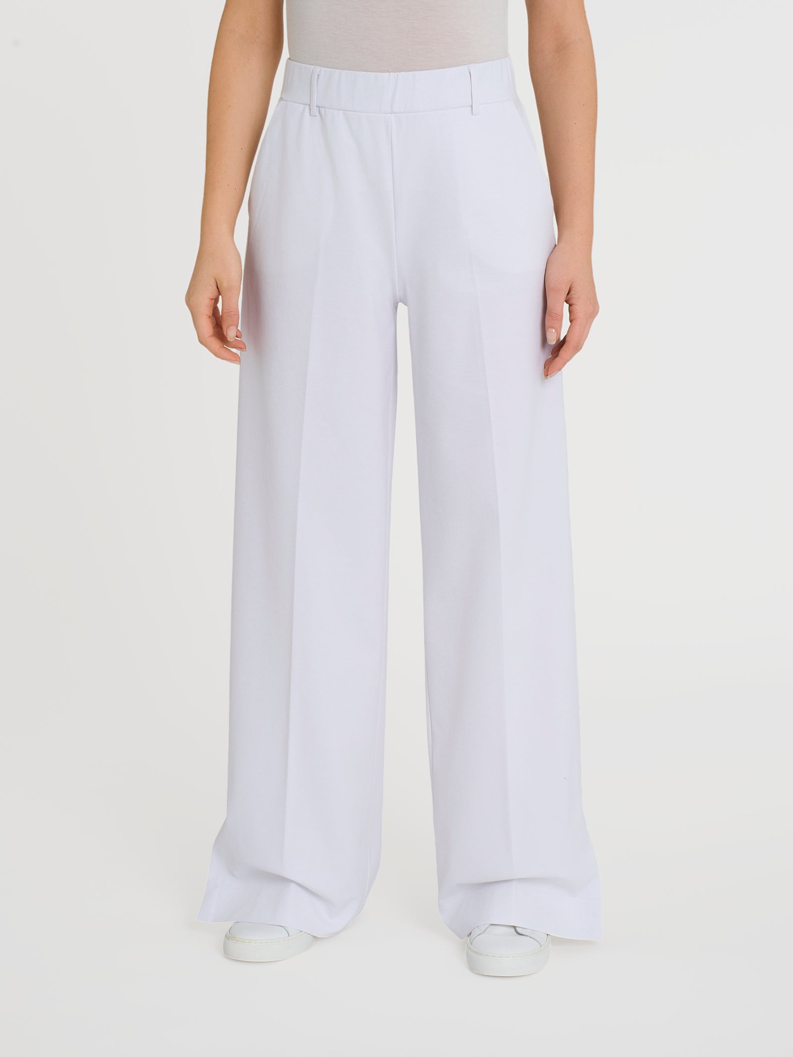Ragno Compact Light Pantalone Palazzo Bianco Wide Leg