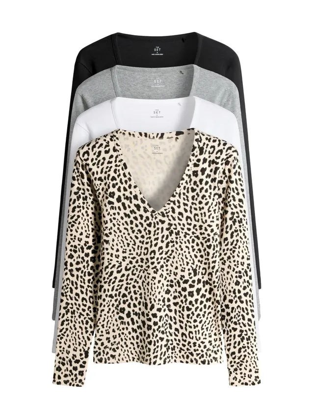 Geo Next The Set maglietta coste scollo V 4 pezzi taglia L